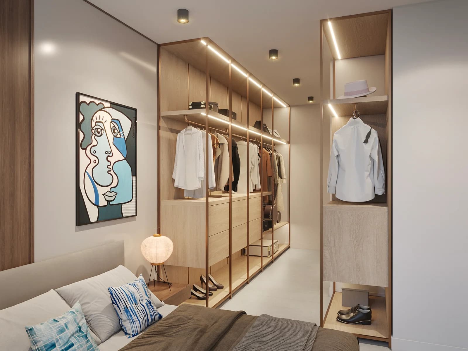 Walk-in closet in the main bedroom at Alive Art District