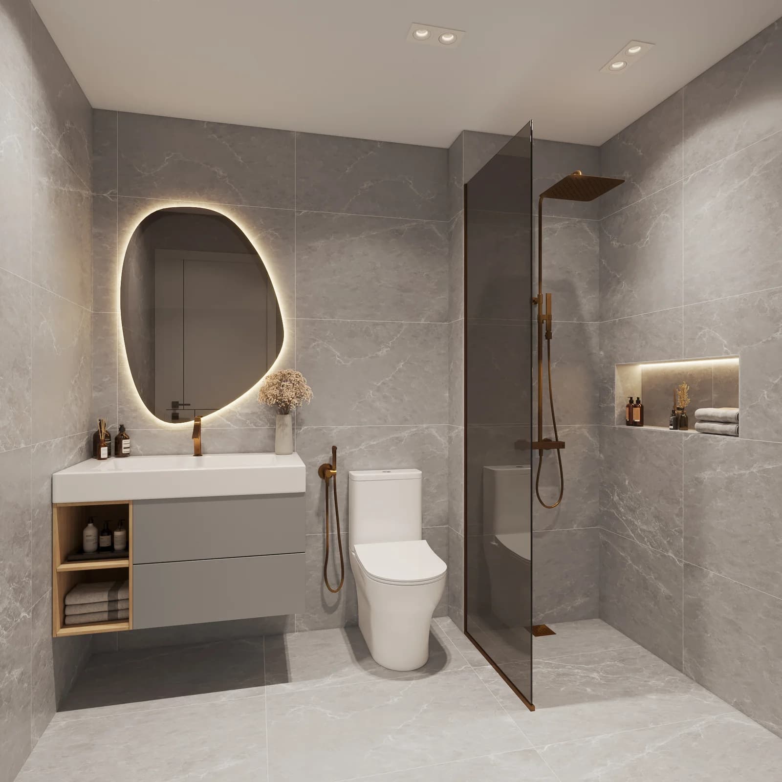 Bathroom with walk-in shower at Alive Art District