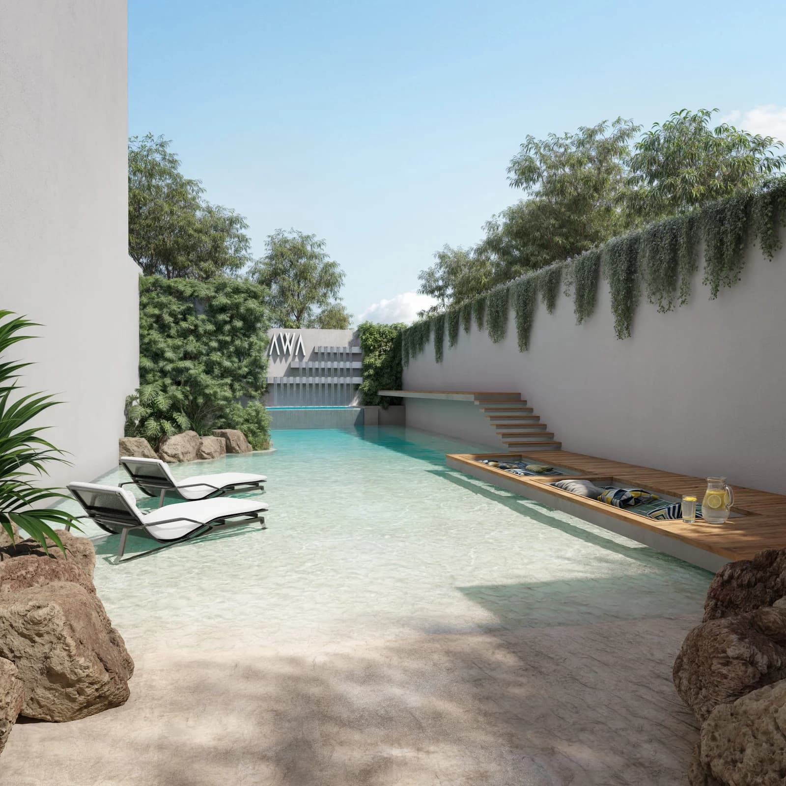Beach-entry pool at AWA by Living
