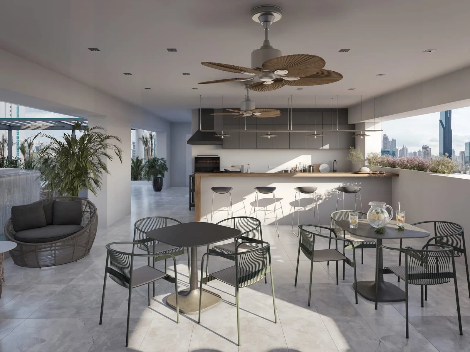 Social kitchen with city views at AWA by Living