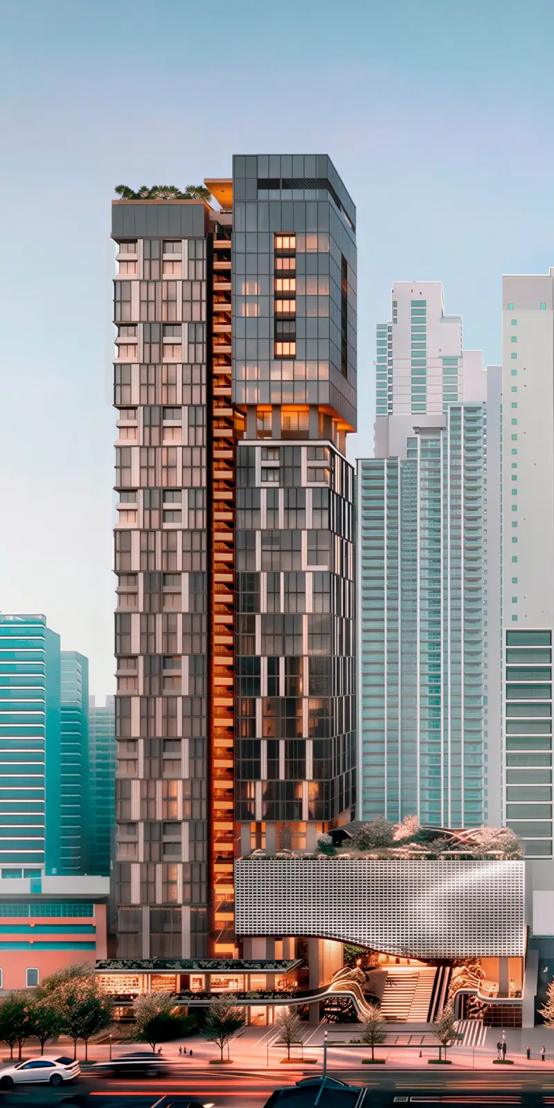 Uptown tower facade on Calle Uruguay, Panama City