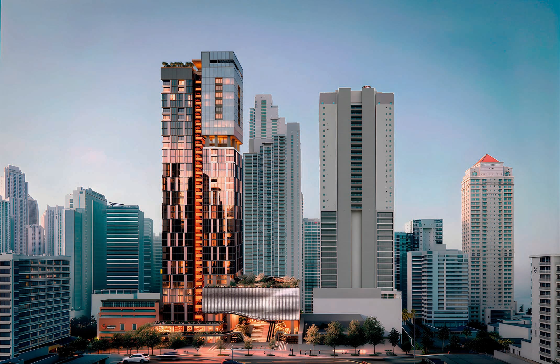 Uptown tower rising over the Panama City skyline