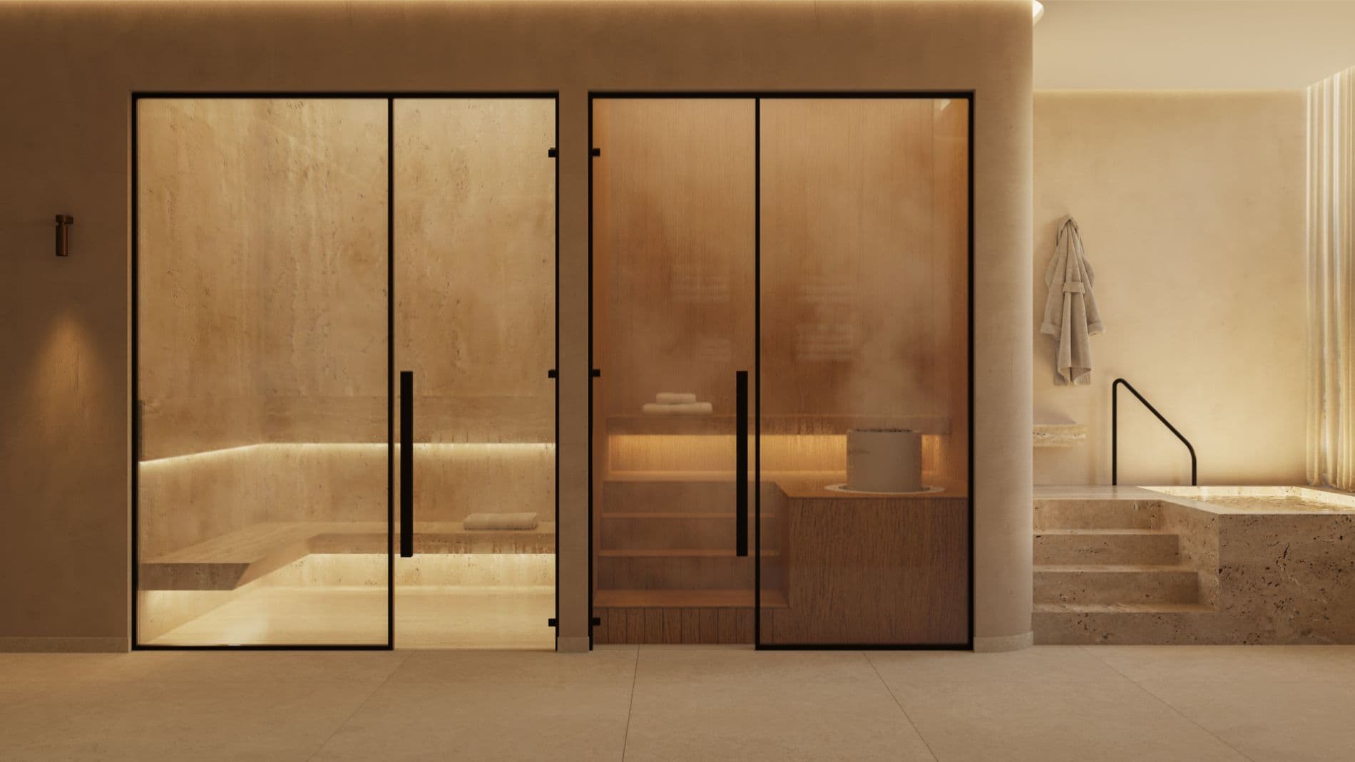 Wellness spa with sauna and steam room at Boreal