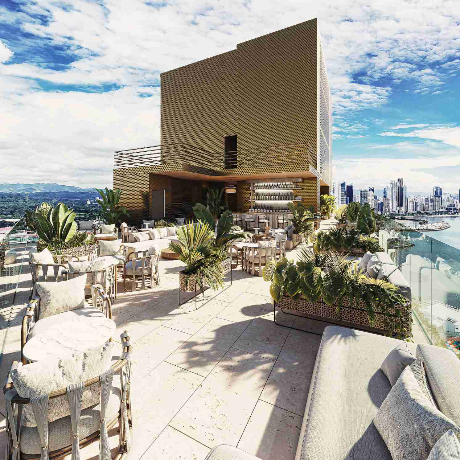 Rooftop sky lounge terrace at The Label by Loft Art