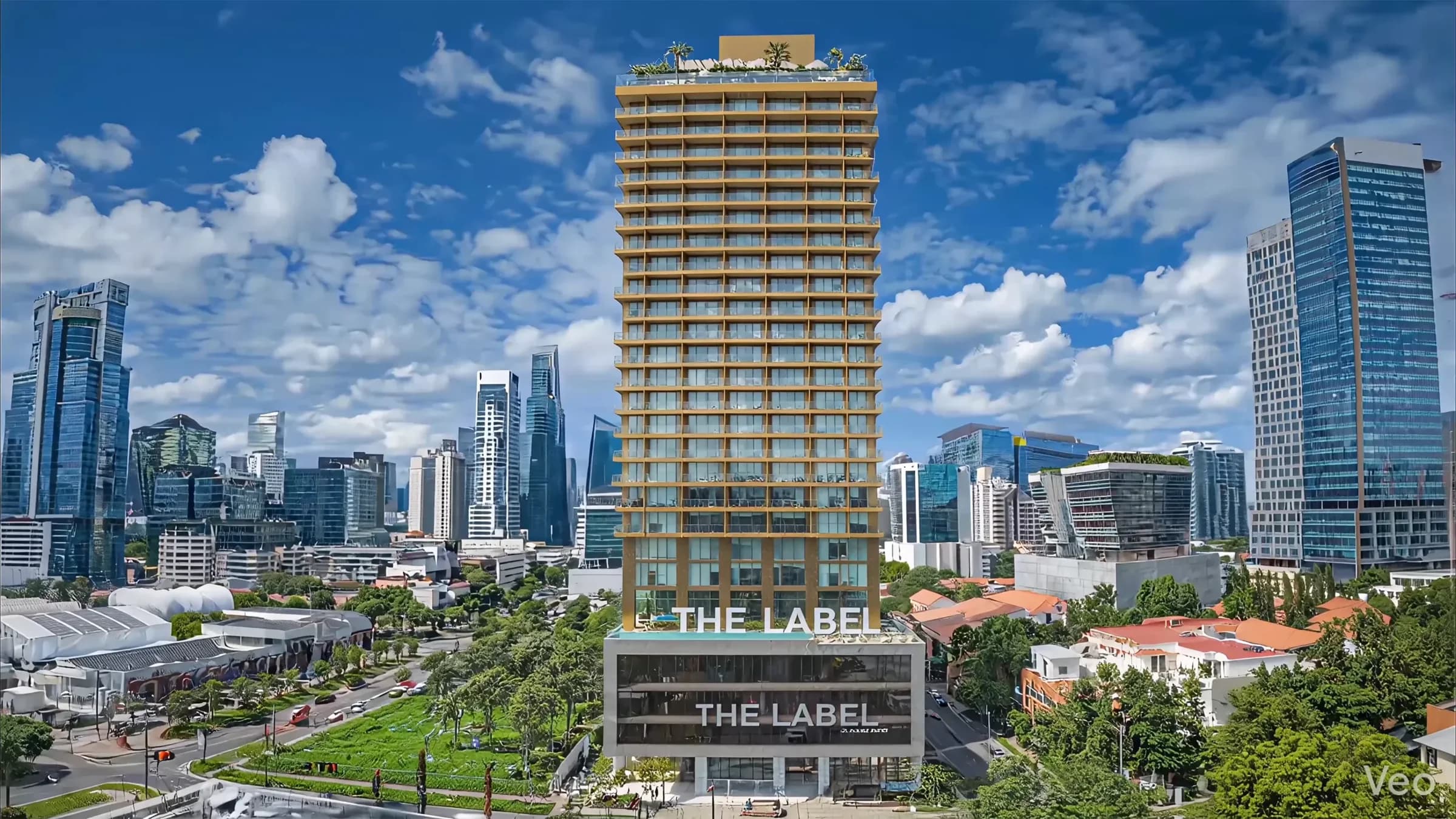Aerial render of The Label by Loft Obarrio among the Obarrio towers