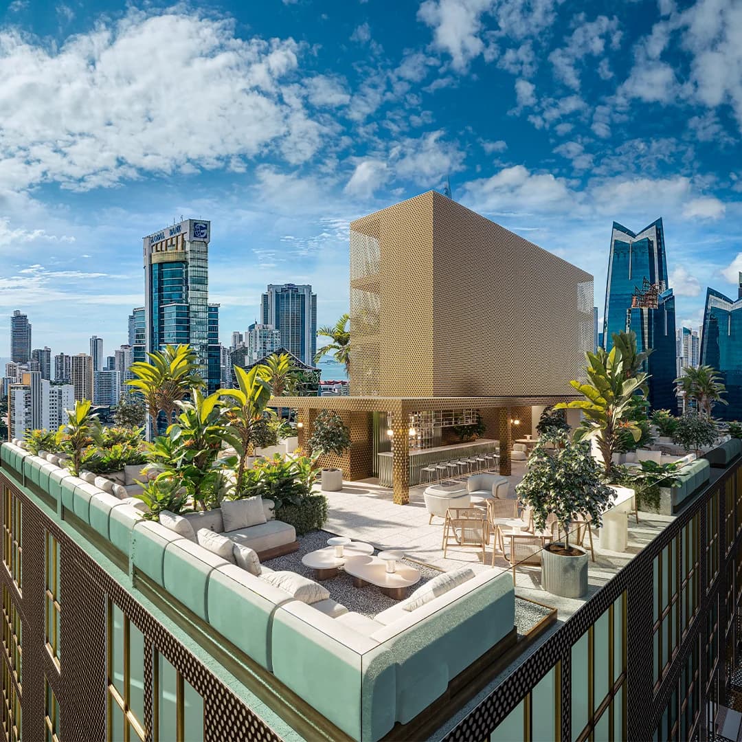 Rooftop sky lounge with city views at The Label by Loft Obarrio