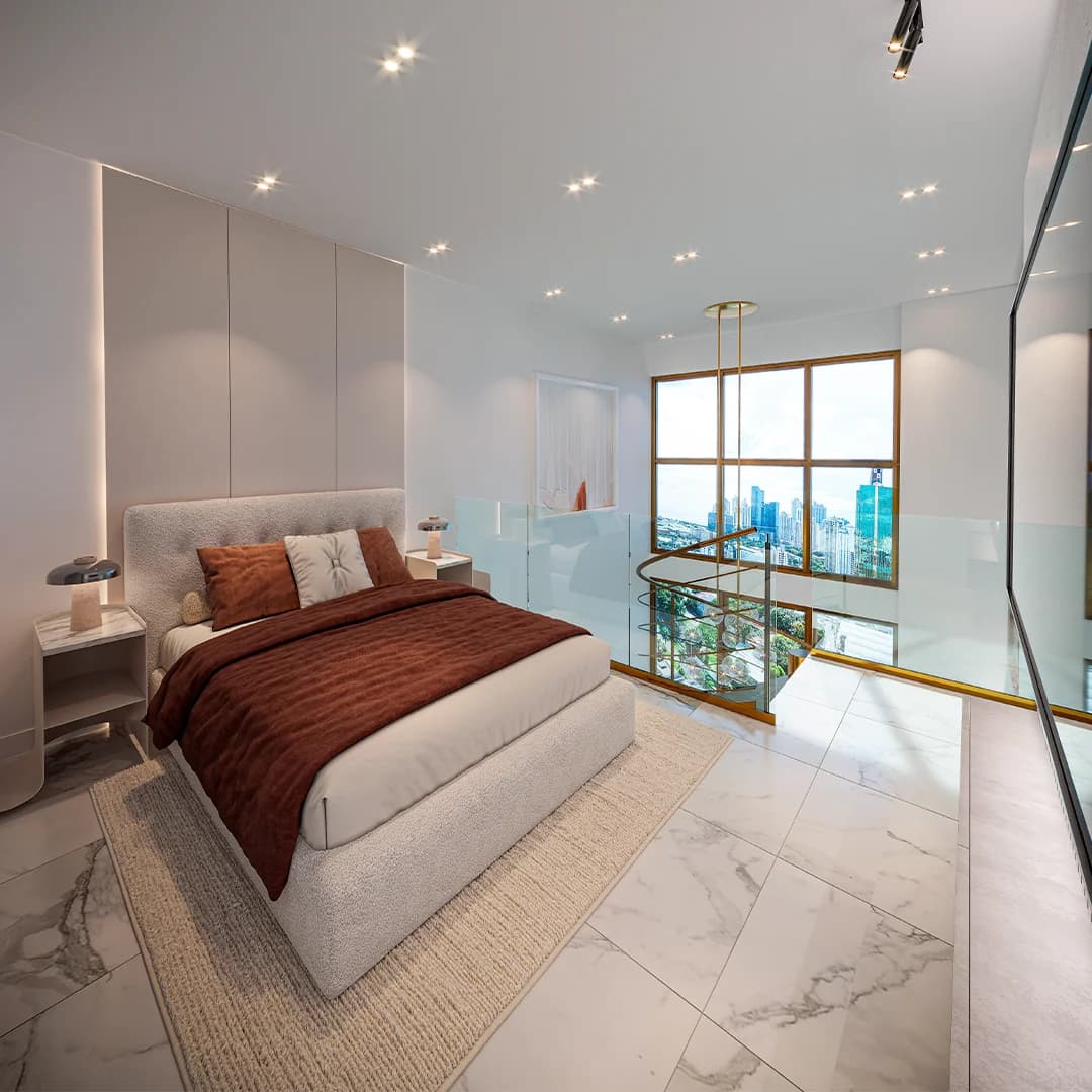 Mezzanine bedroom of a loft at The Label by Loft Obarrio
