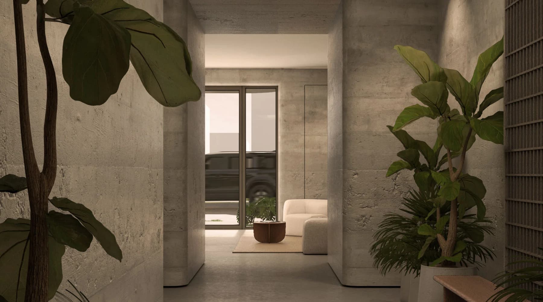 Lobby lounge with plants at Paly