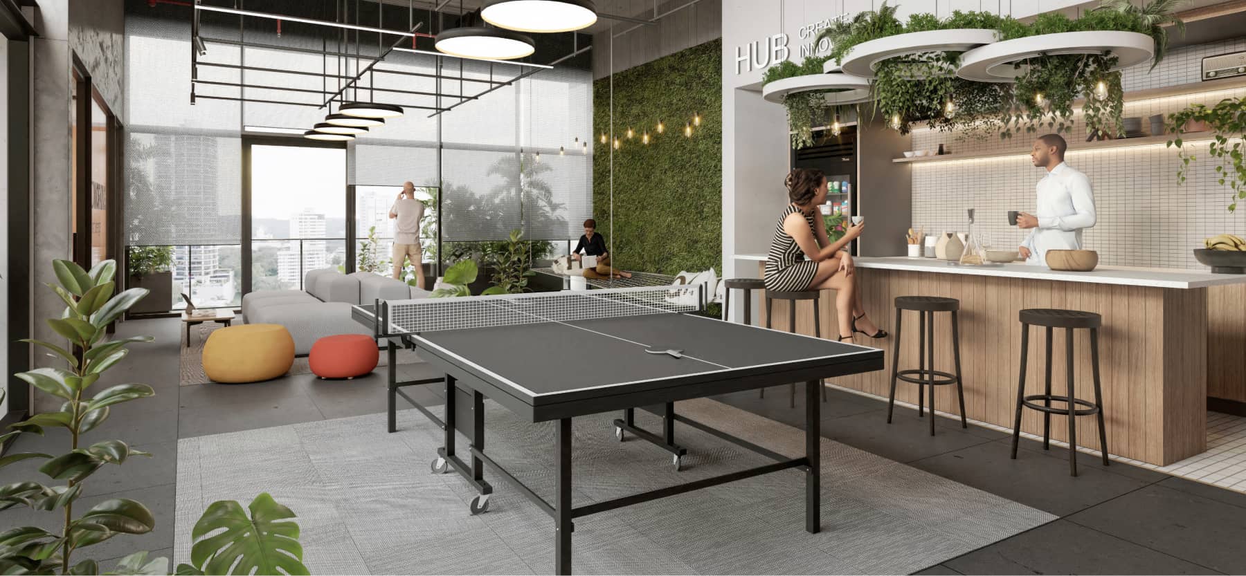 Social hub with table tennis and bar at APTTA