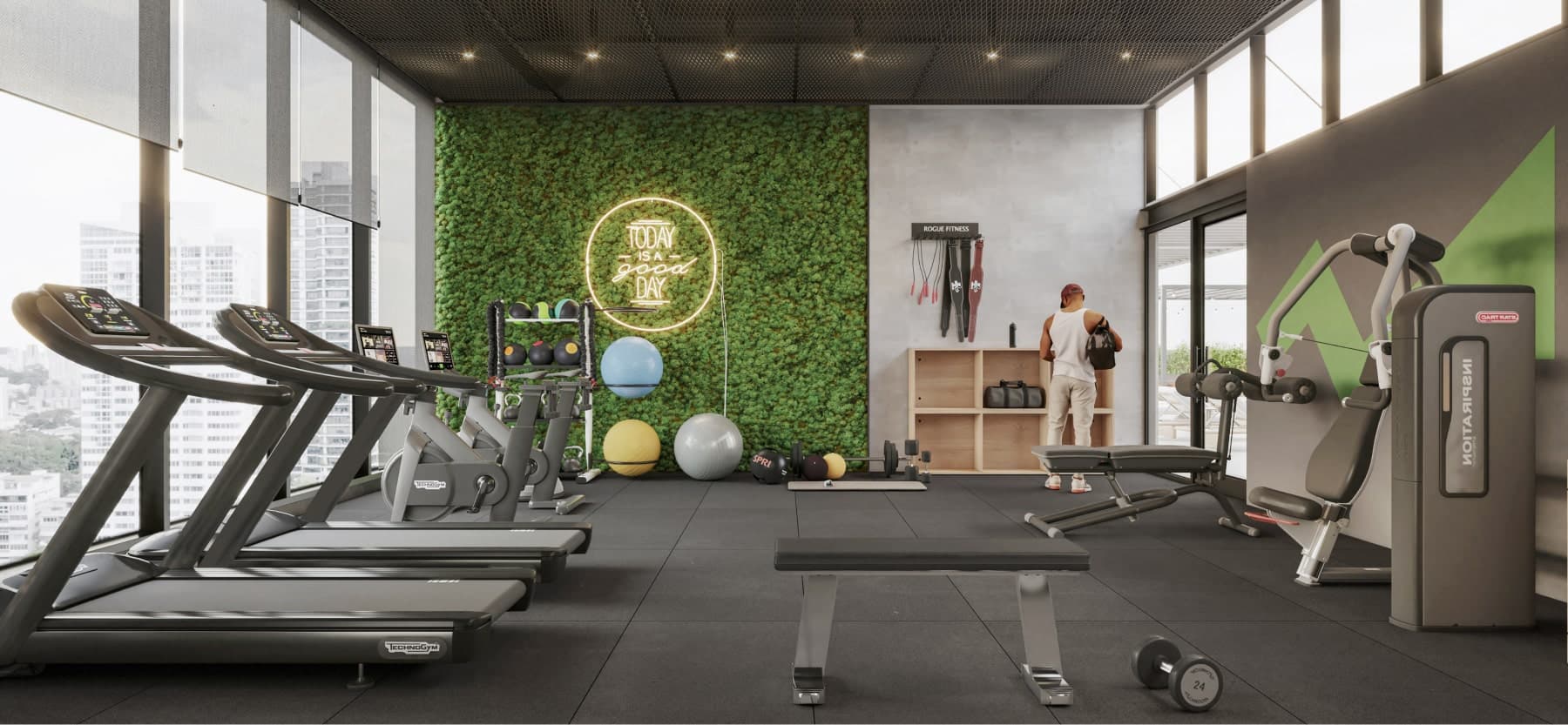 Gym with cardio machines at APTTA