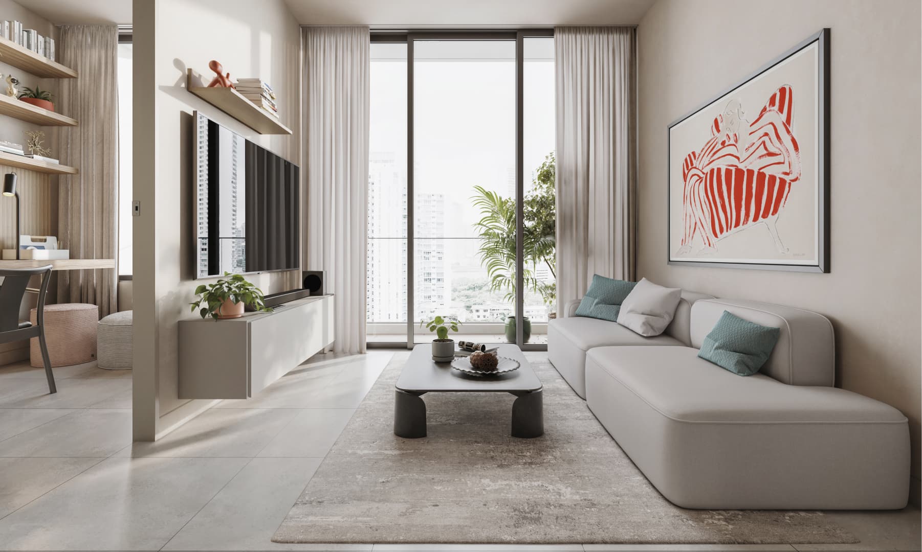 Living room of an apartment at APTTA