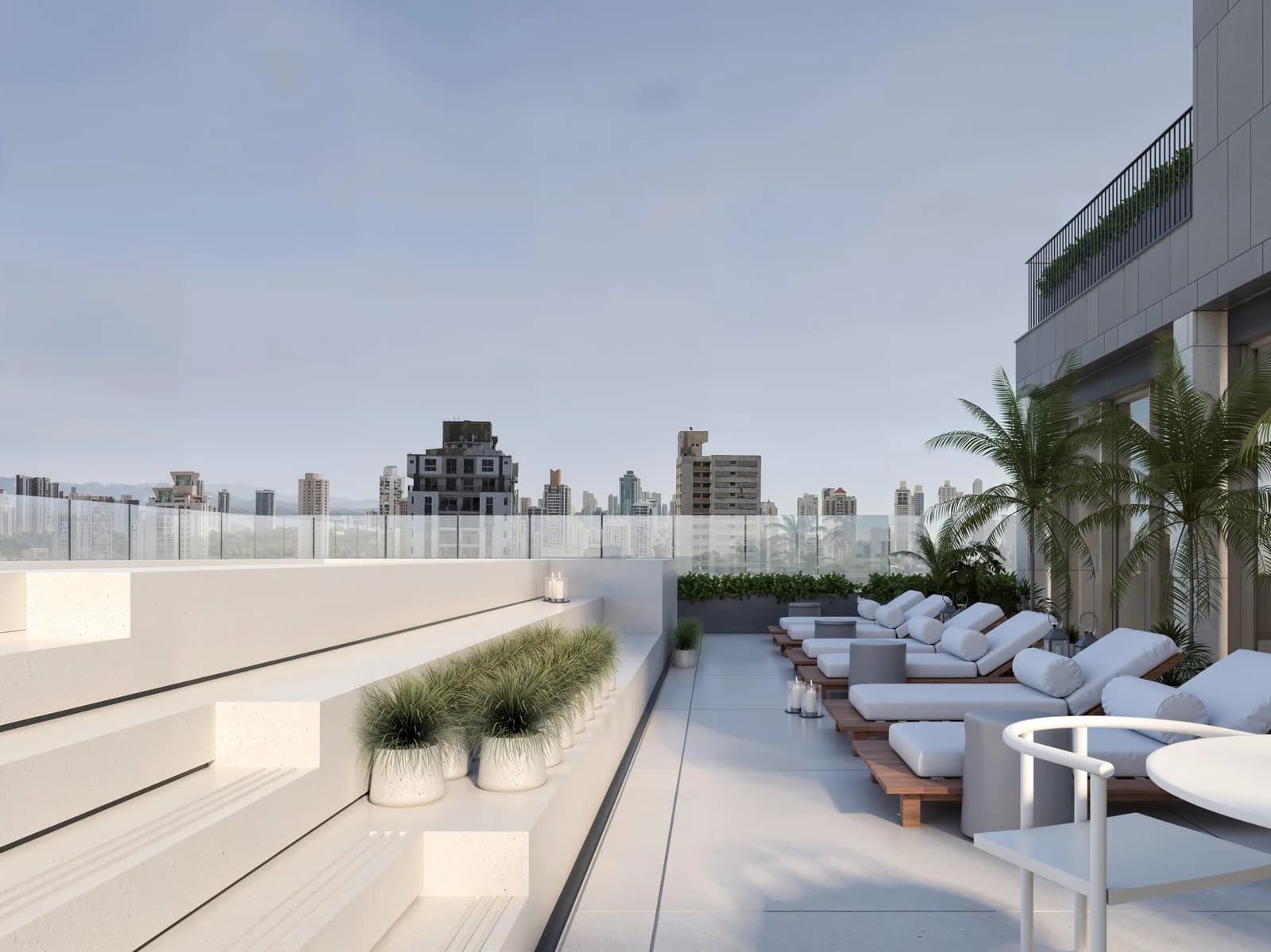 Rooftop solar deck with city views at KYTE by Living