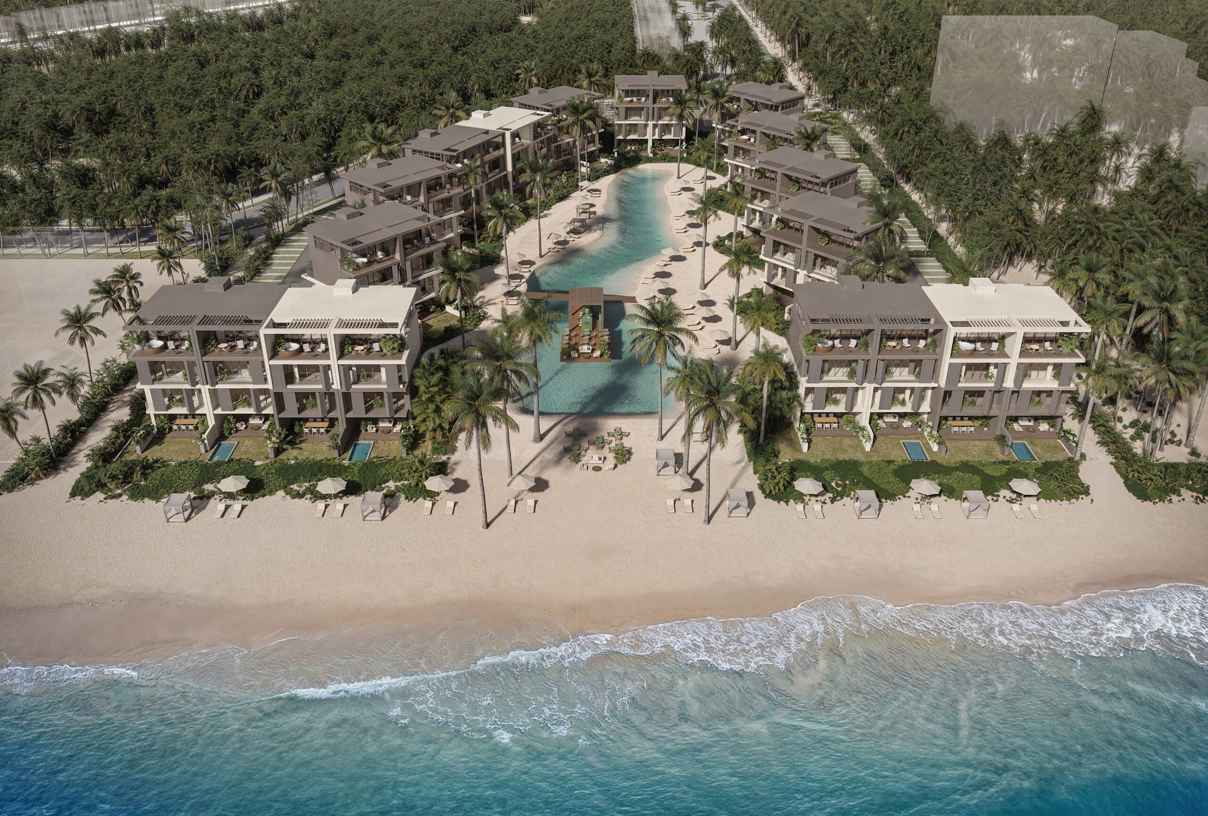 Aerial view of Seashore Reserve on the beach at Playa Caracol, Punta Chame