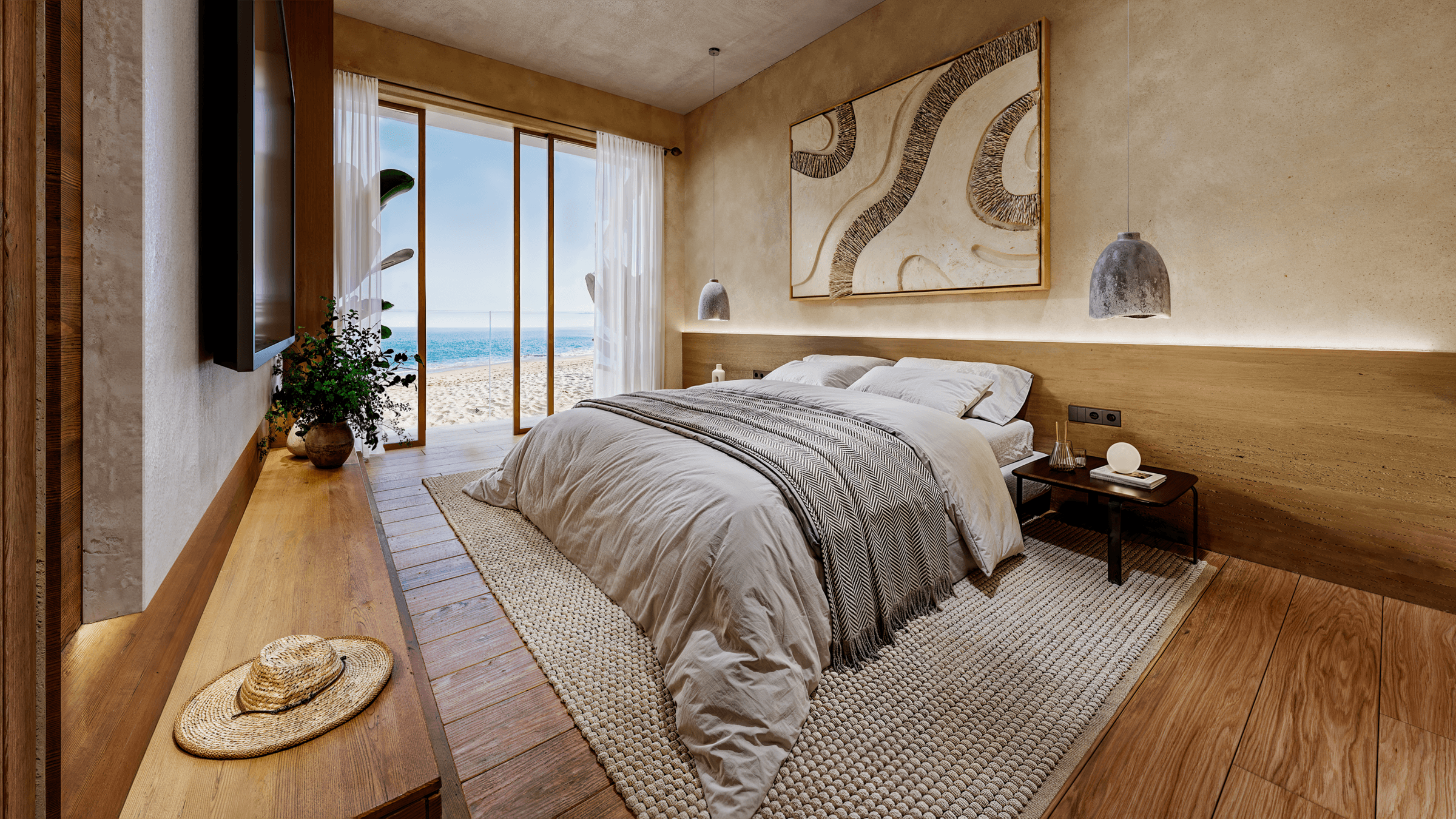 Master bedroom with ocean view at Seashore Reserve