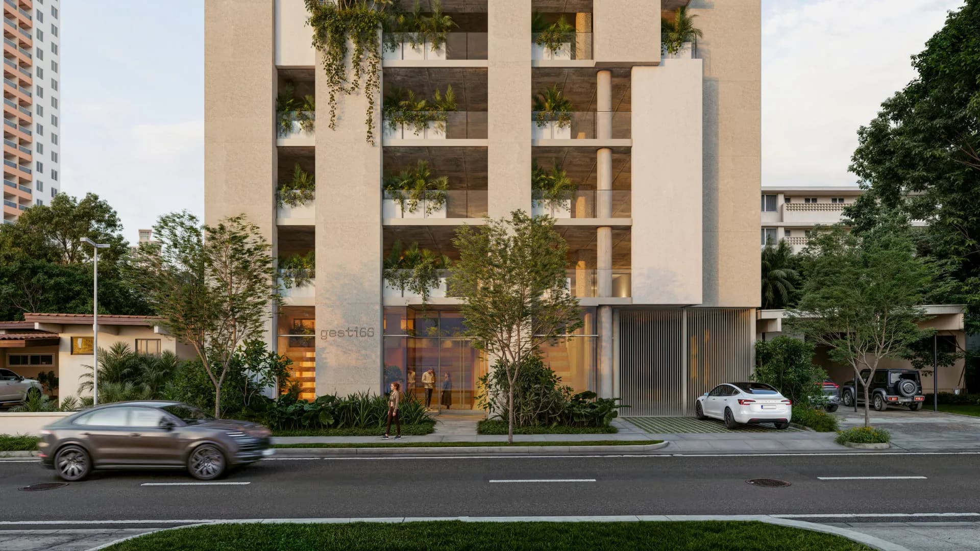 Street-level view of the Gesti 66 building on Calle Belén, San Francisco