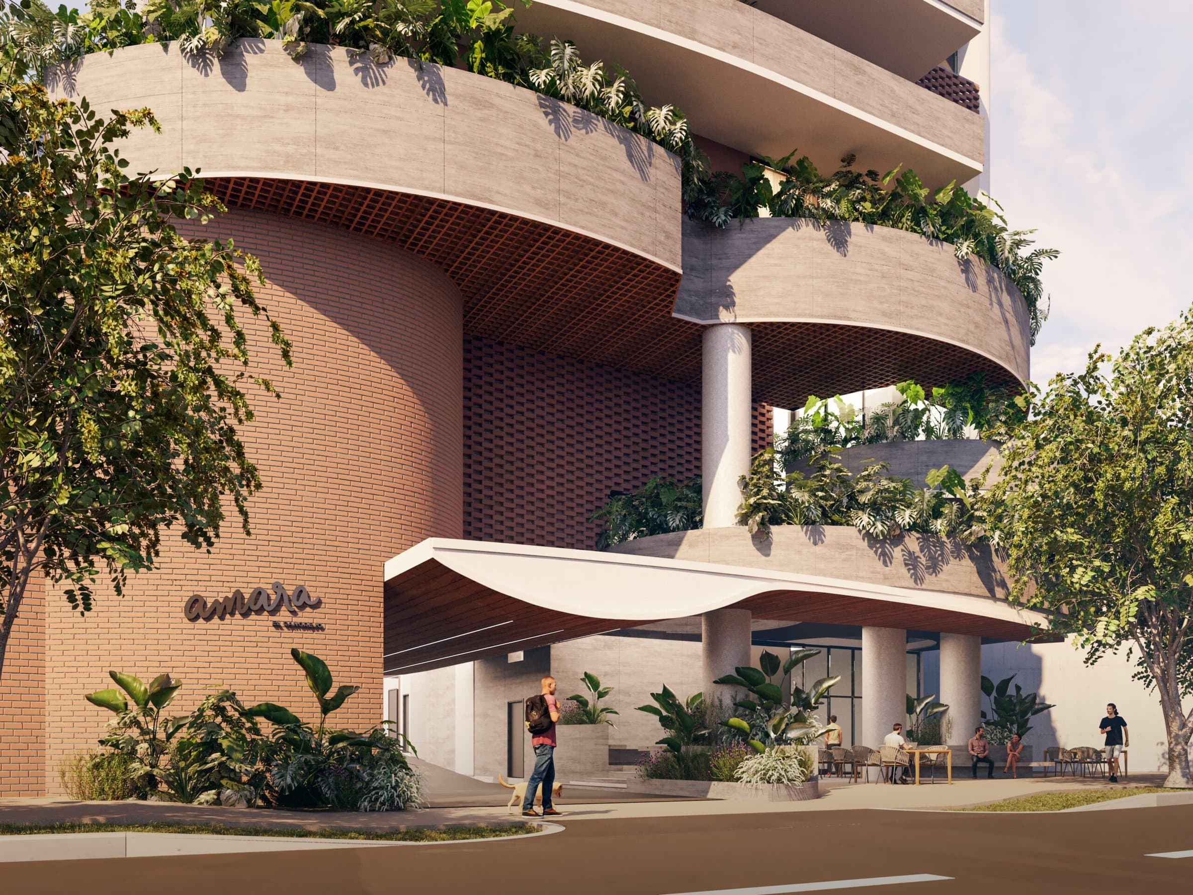 Street-level facade and entrance of Amara El Cangrejo