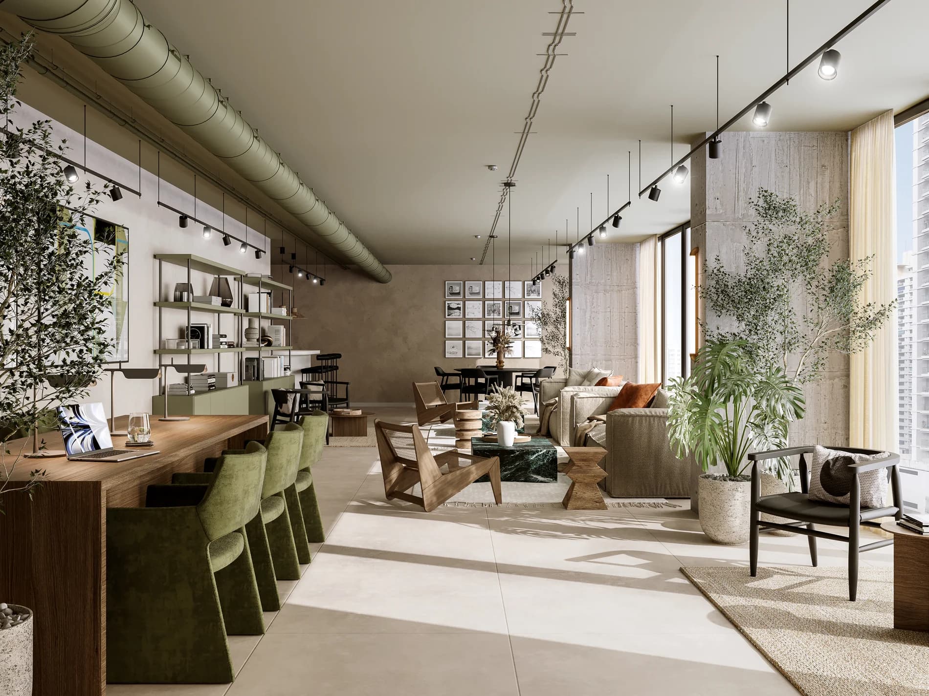 Co-working lounge in the social area of Amara El Cangrejo