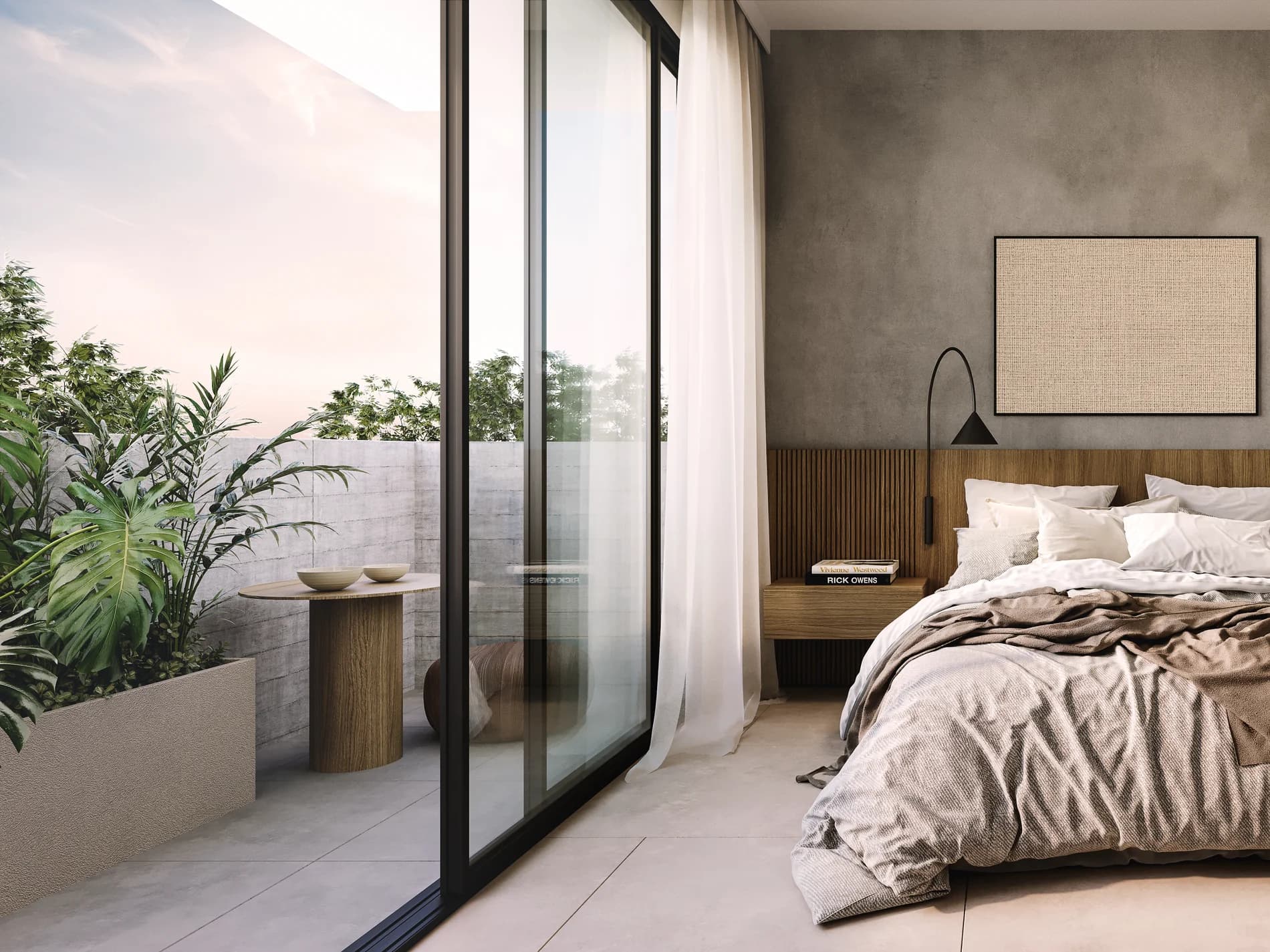 Bedroom with a planted balcony at Amara El Cangrejo