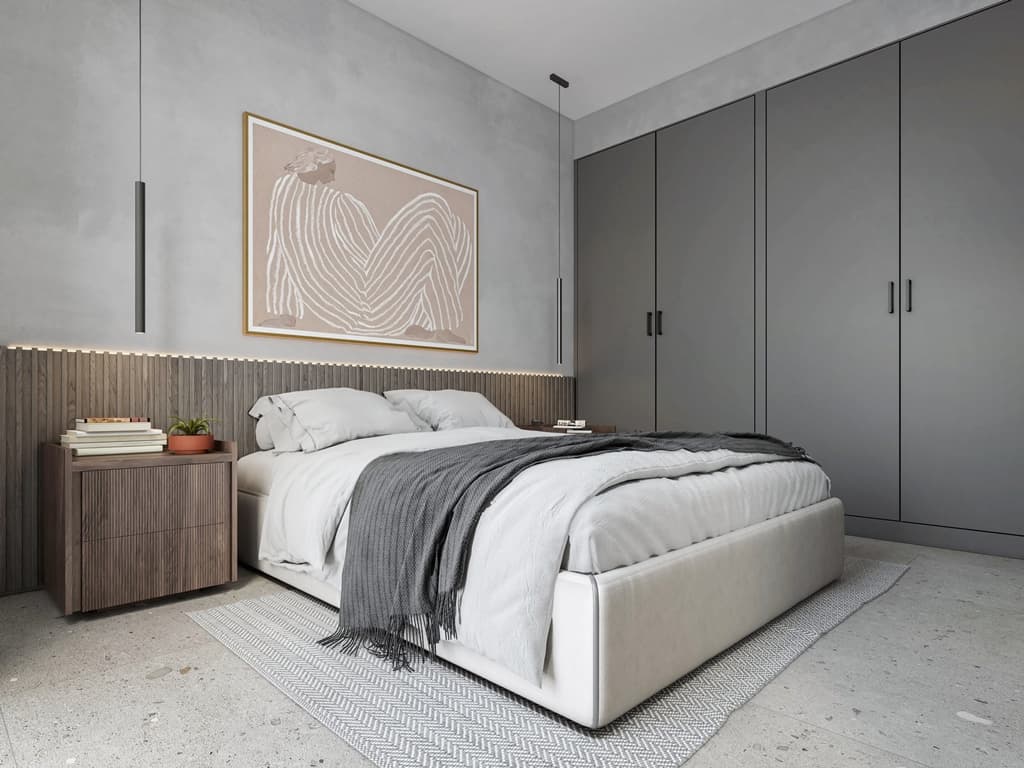 Master bedroom of an apartment at Soul