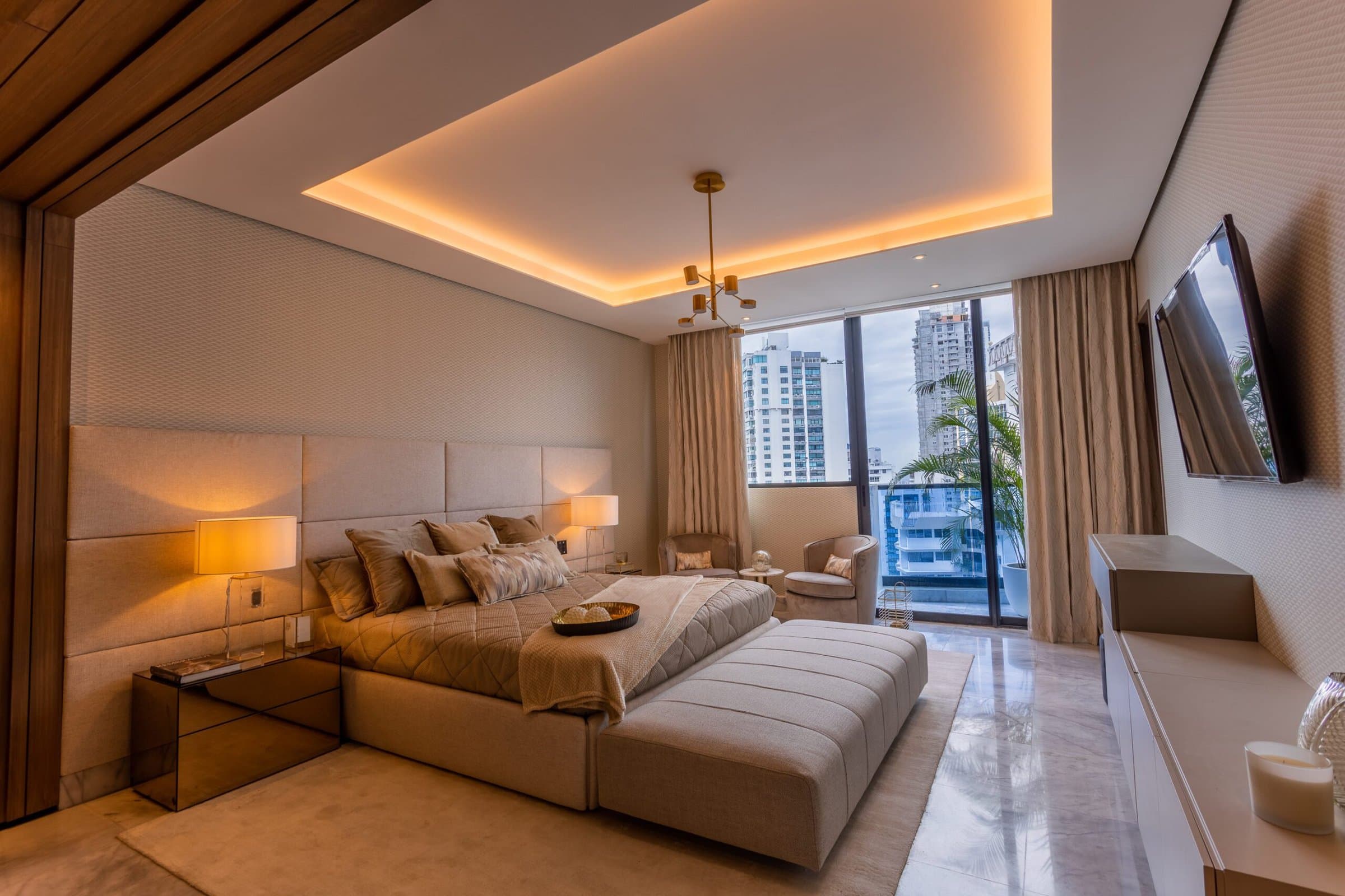 Ocean Front master bedroom with city views