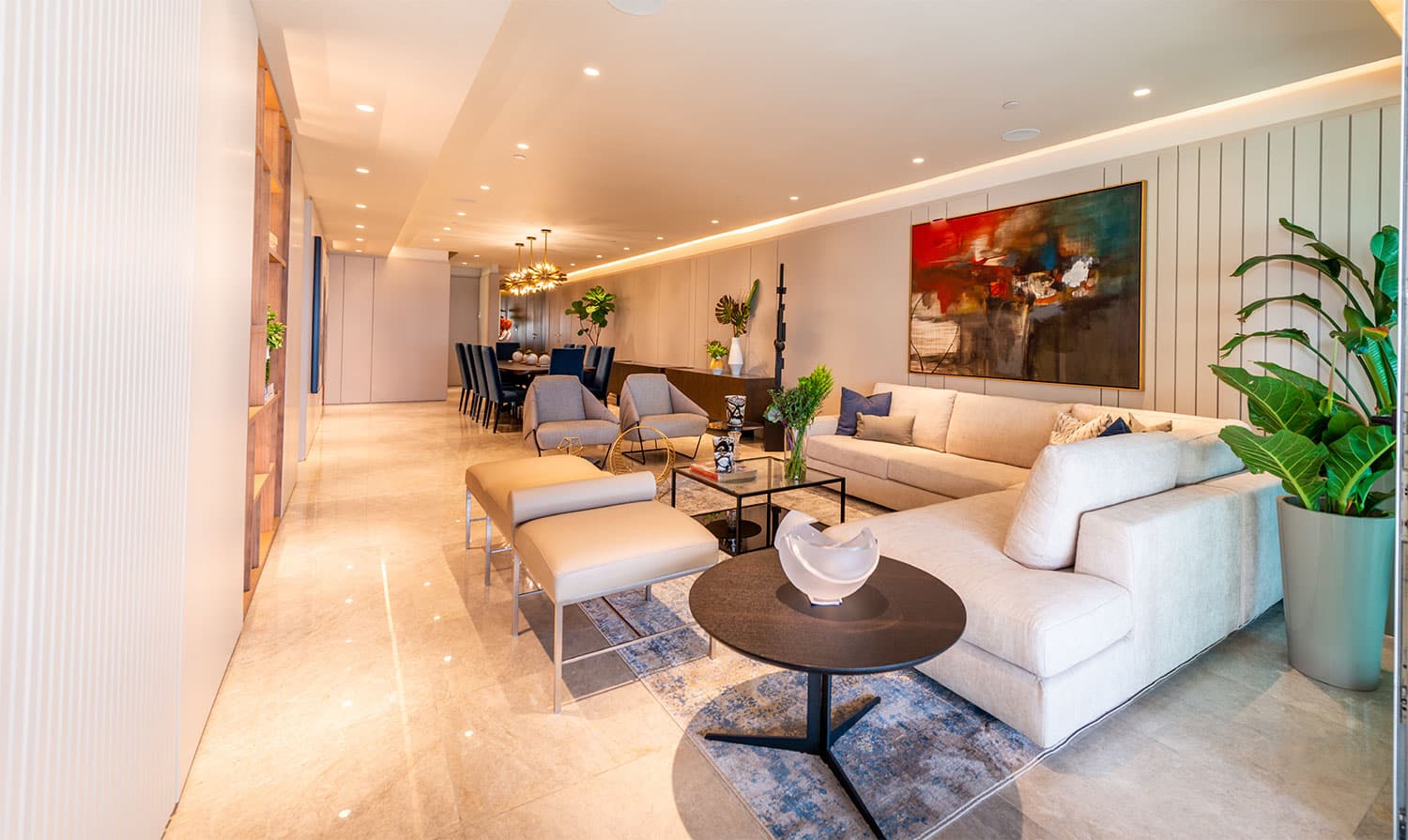 Costanera apartment living room with marble floors