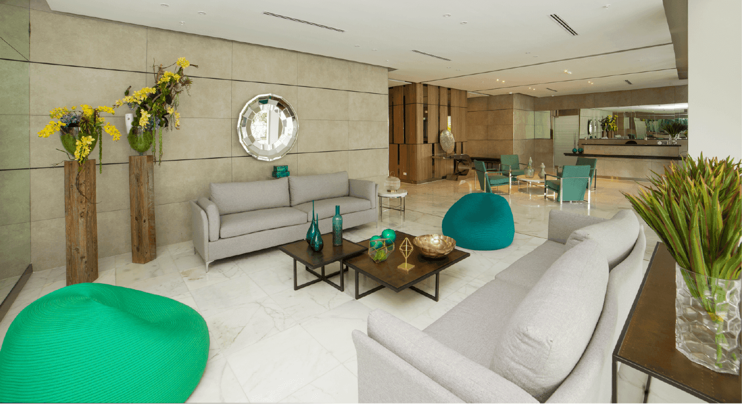 Sky Point lobby lounge with sofas
