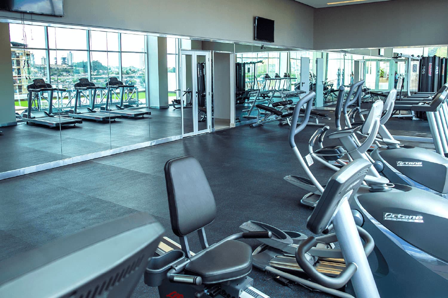 Sky Point fitness center with cardio machines