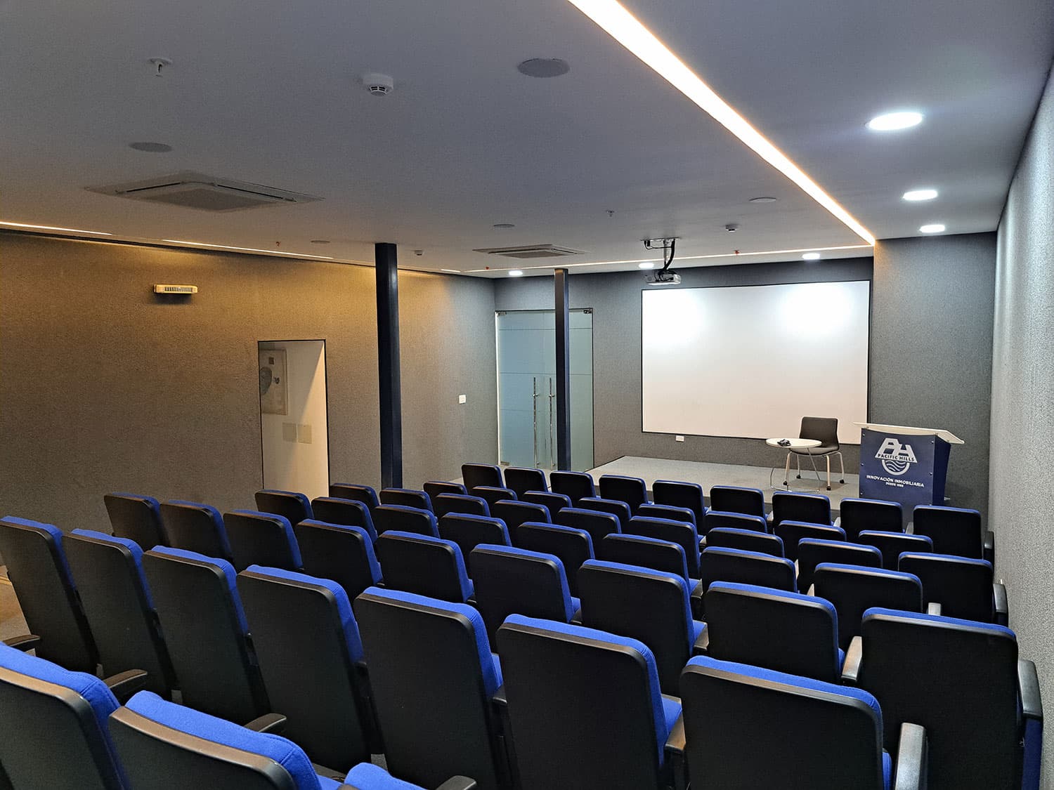 Edison Corporate Center auditorium with projection screen