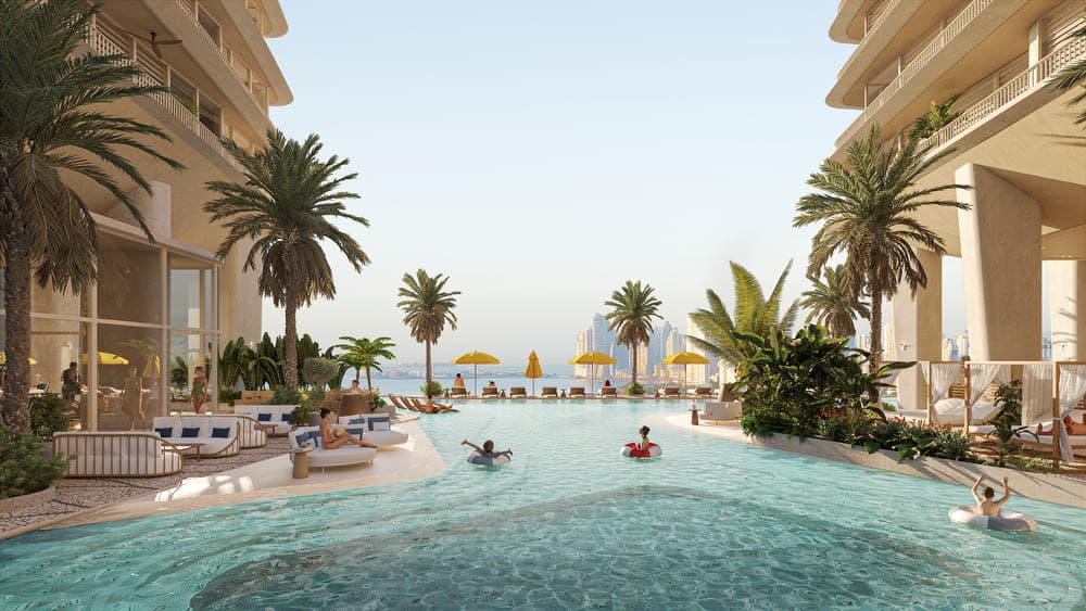 Lagoon pool at Ipanema with views of the Panama City skyline
