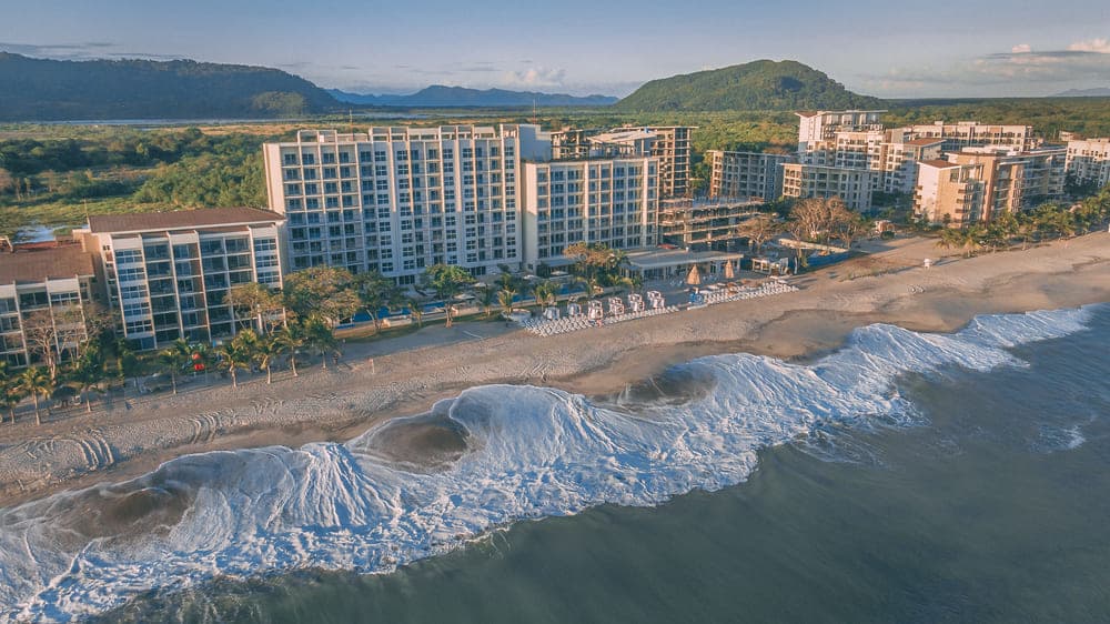 Aerial of Surfside and the Playa Caracol beachfront buildings