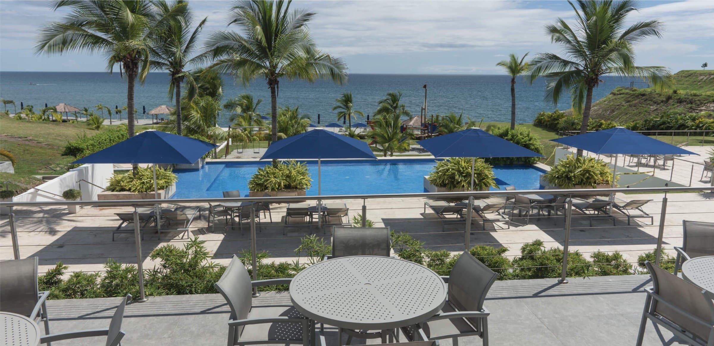 Casamar beach club pool terrace with ocean views