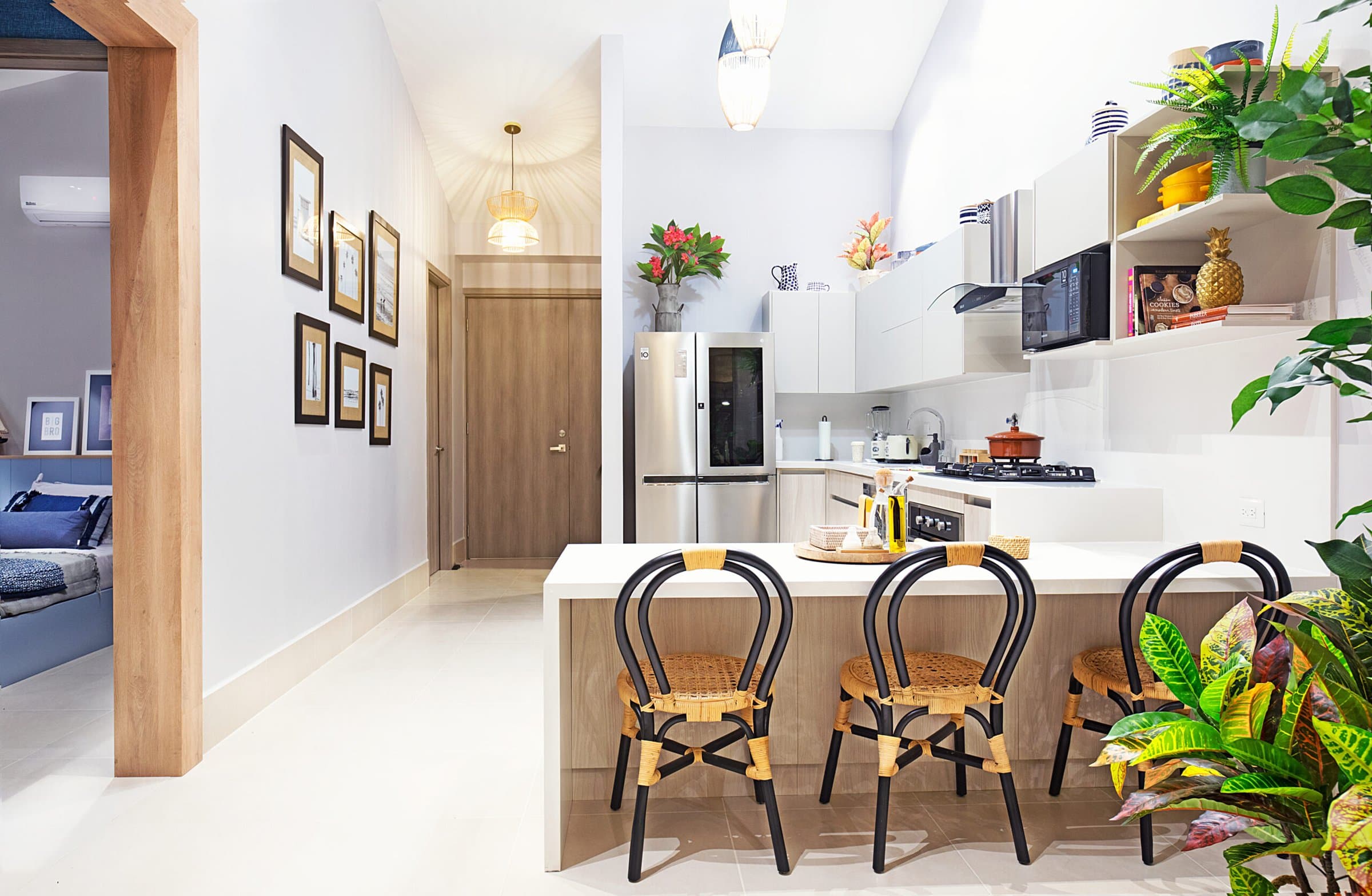 Open kitchen with breakfast bar at Ocean Villas