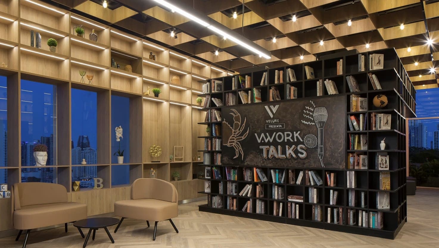 Library lounge in the VWork coworking space at Velure