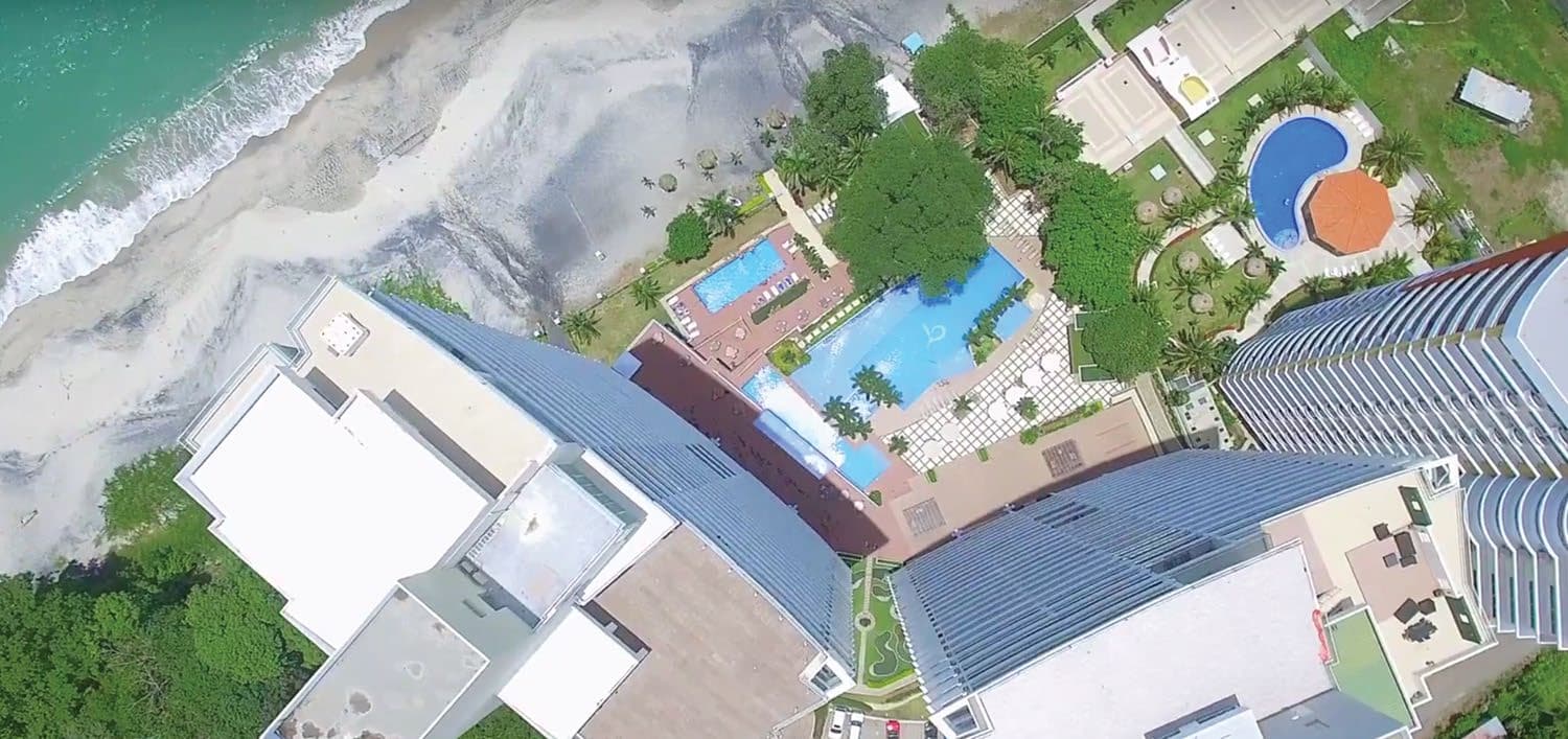 Aerial view of Bahia beside the shoreline of Playa Serena