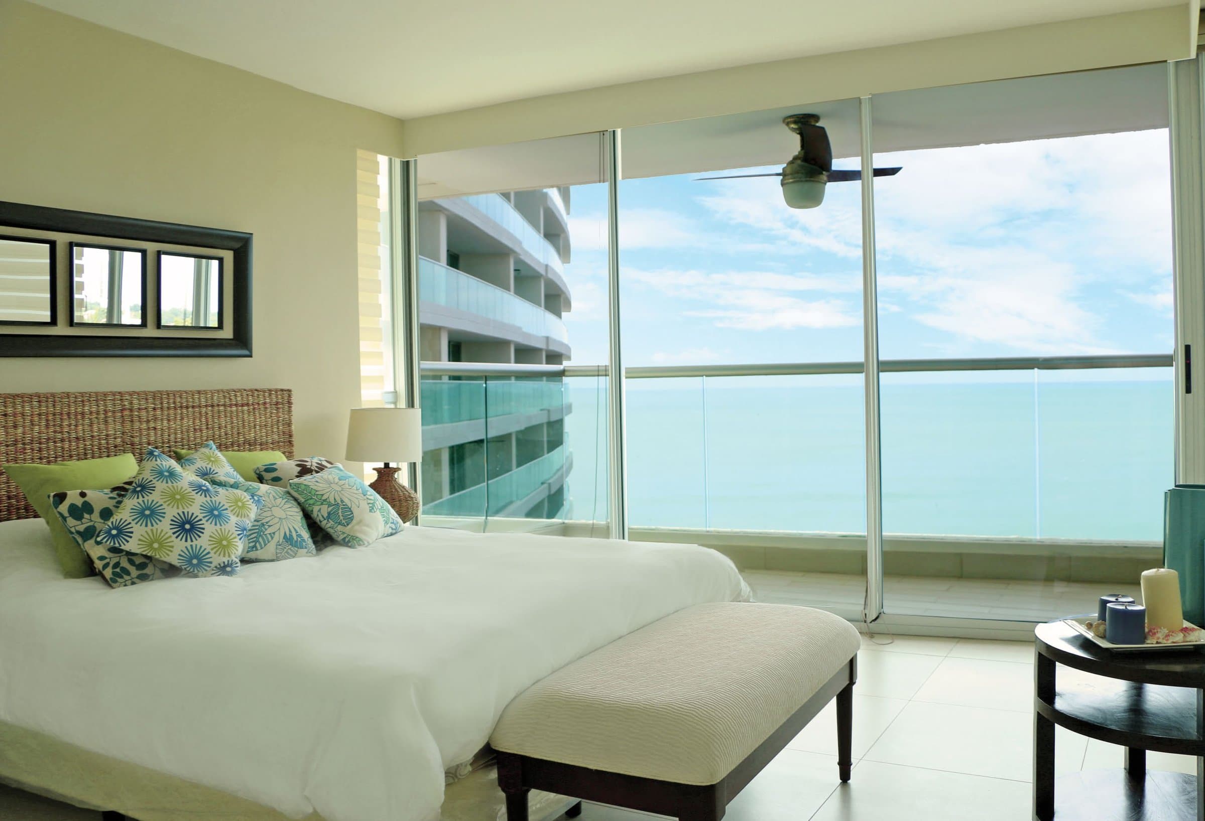 Ocean-view bedroom in an apartment at Bahia, Playa Serena