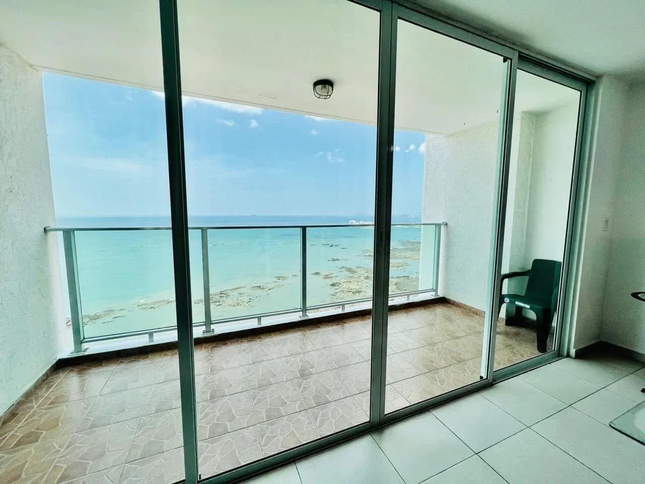 Terramar apartment balcony with glass railing facing the Bay of Panama