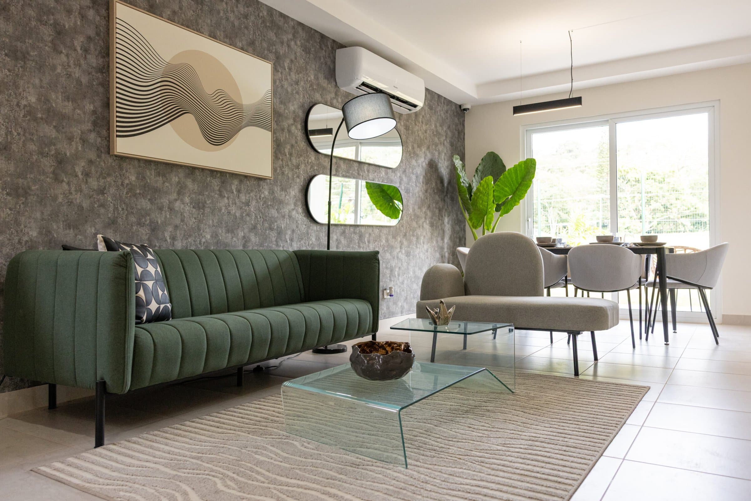 Furnished living and dining room in the Colonia Real model house