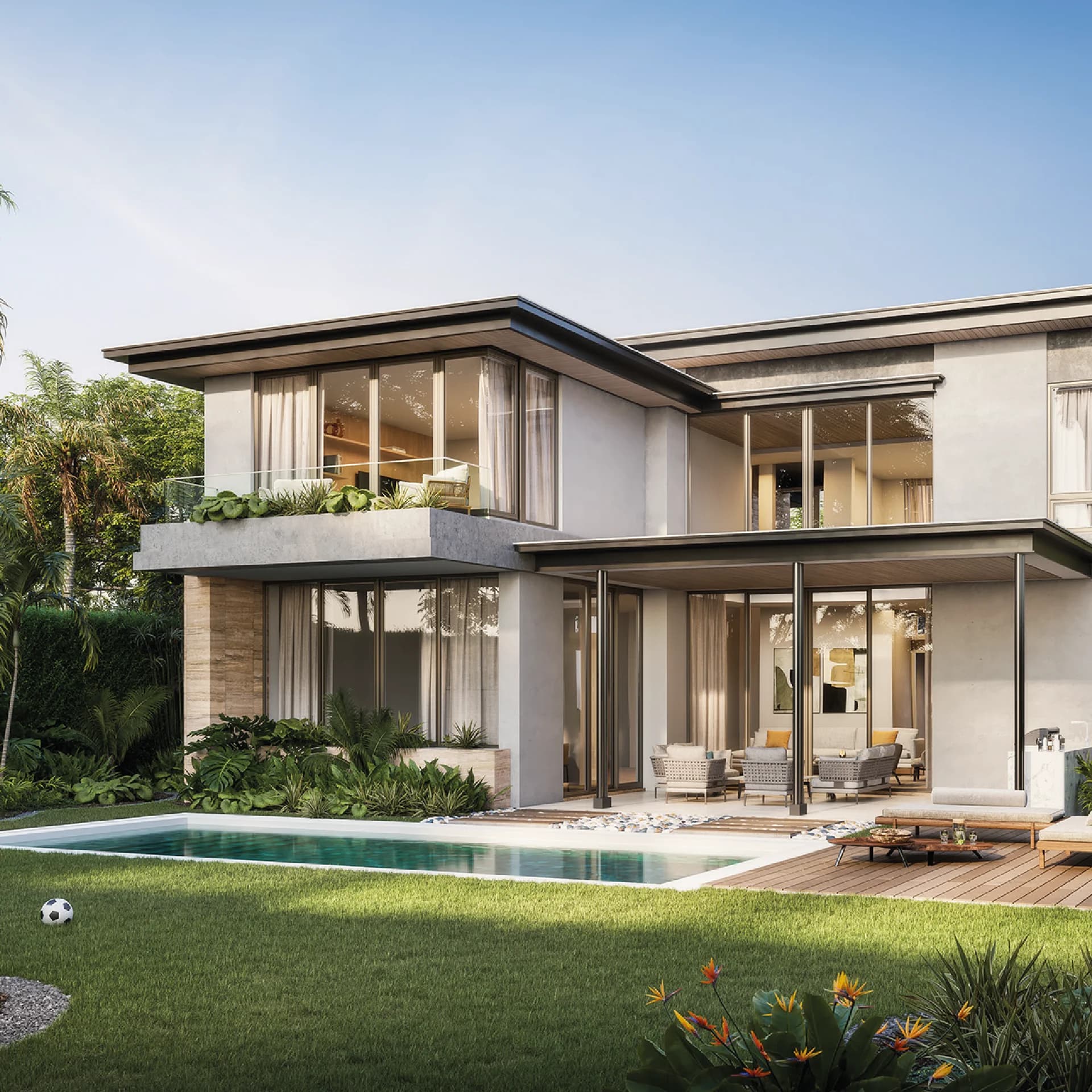Rear terrace and private pool of a Luxury Residences Península house