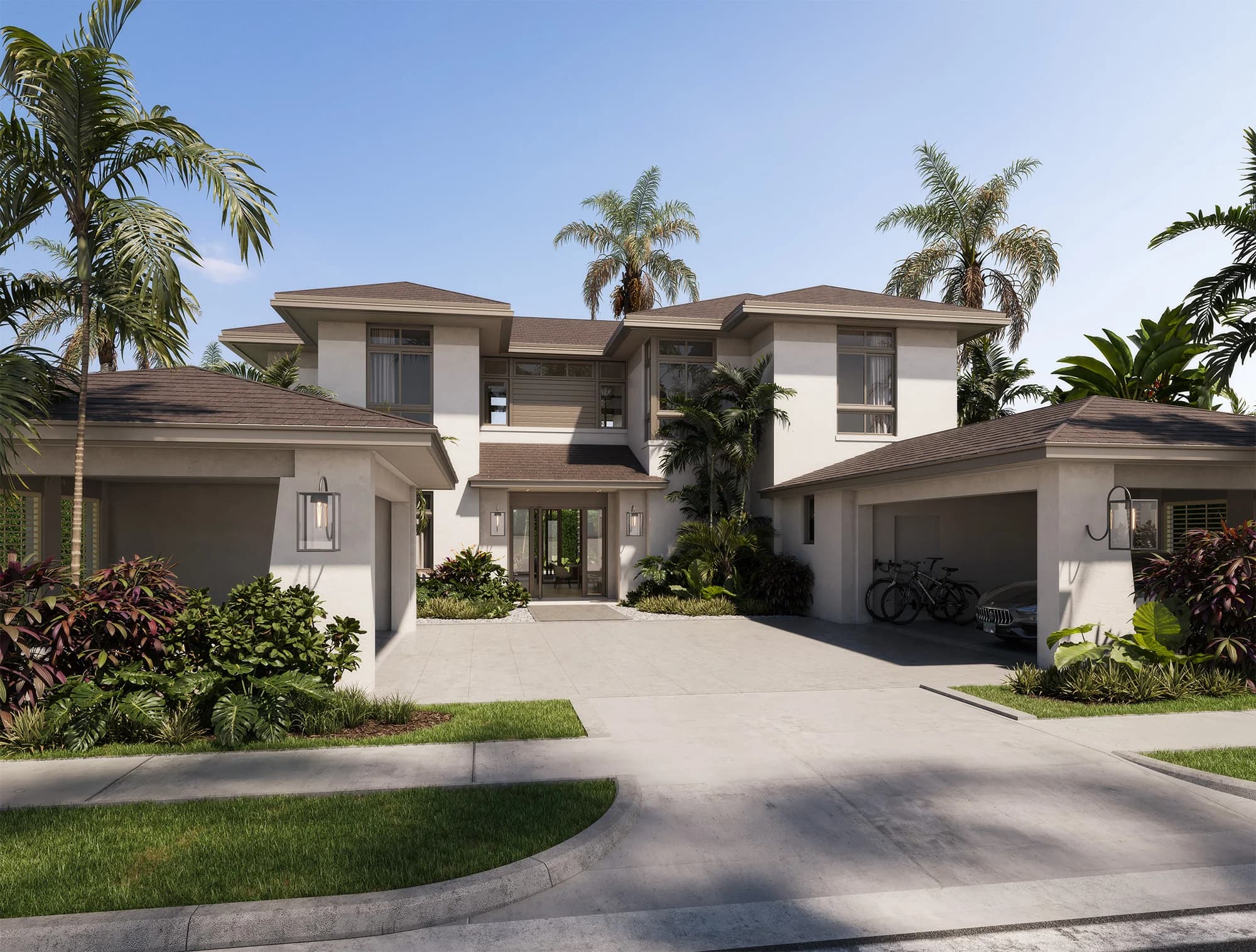 Two-story house at Luxury Residences Paseo del Este with driveway and garage in Costa del Este