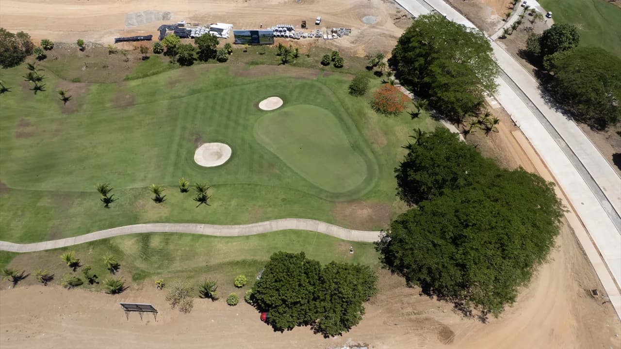 Aerial view of the Santa Maria golf course beside Capela
