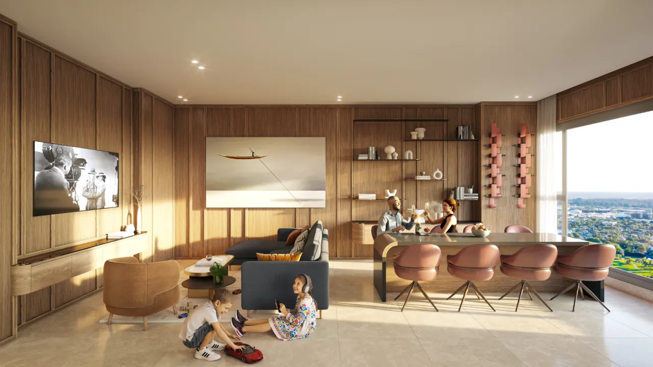 Den with dining area in a Capela residence