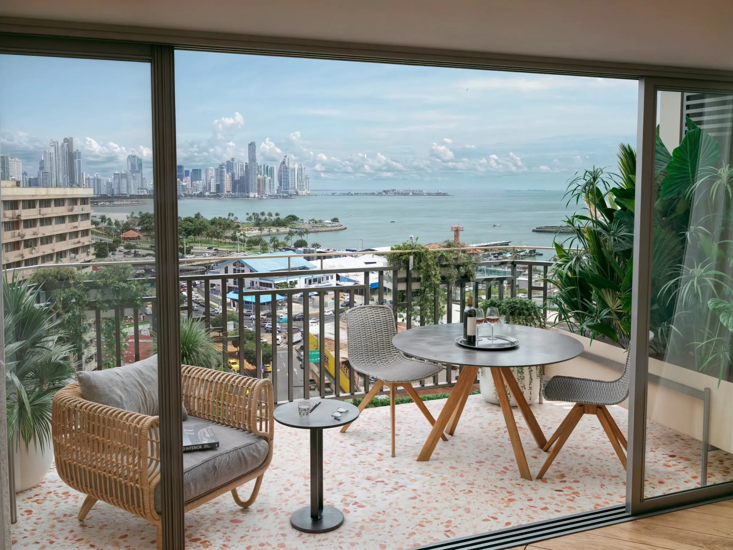 Balcony with a view of Panama Bay at La Unión