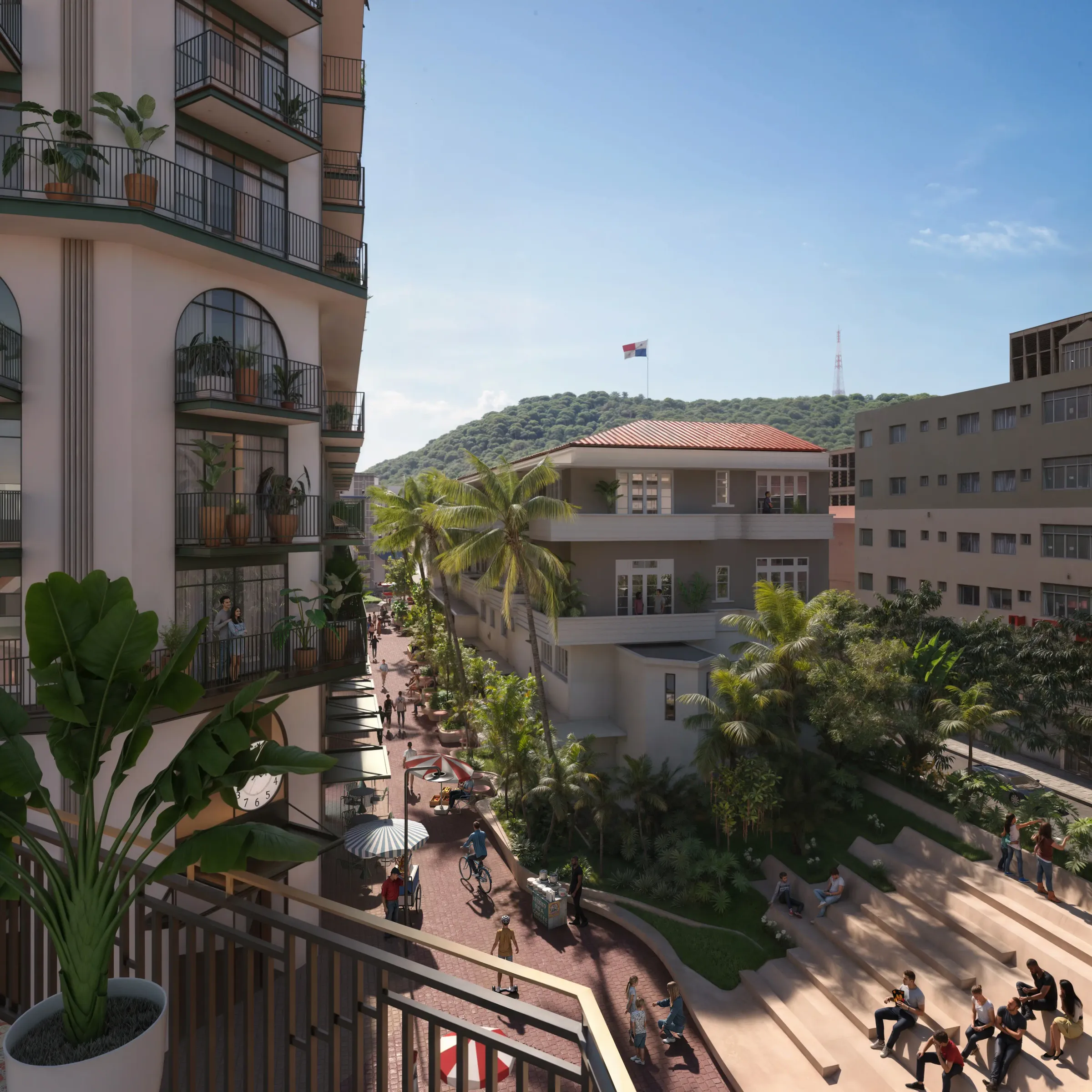 Balcony overlooking a Gran Central street from La Unión