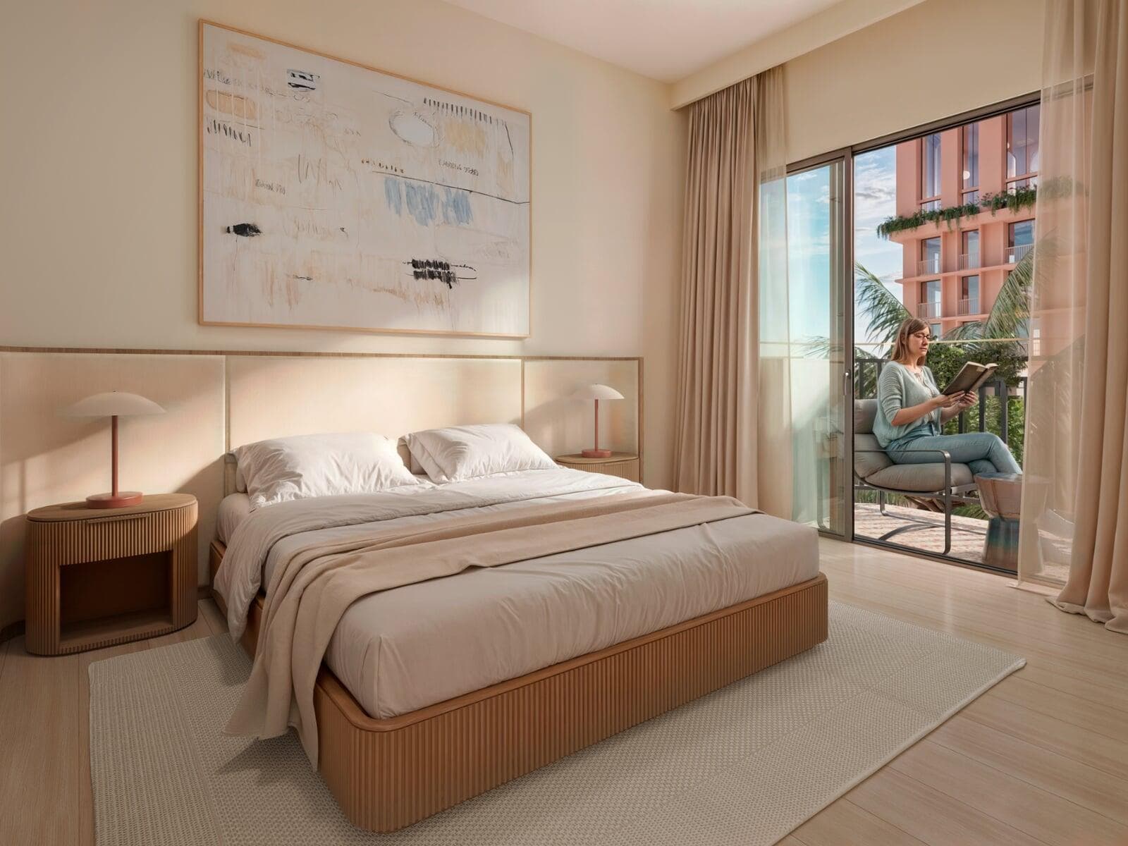 Bedroom with a balcony in an apartment at La Unión
