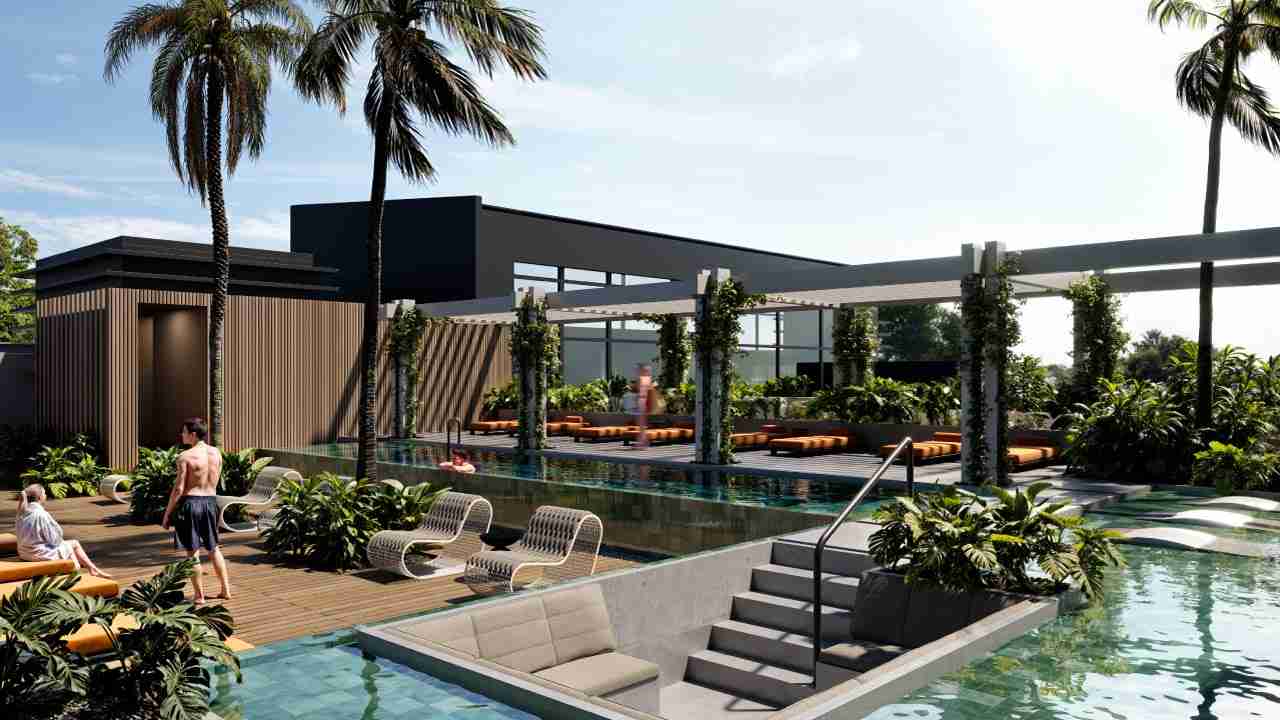 Pool and sundeck at Ventu Homtel
