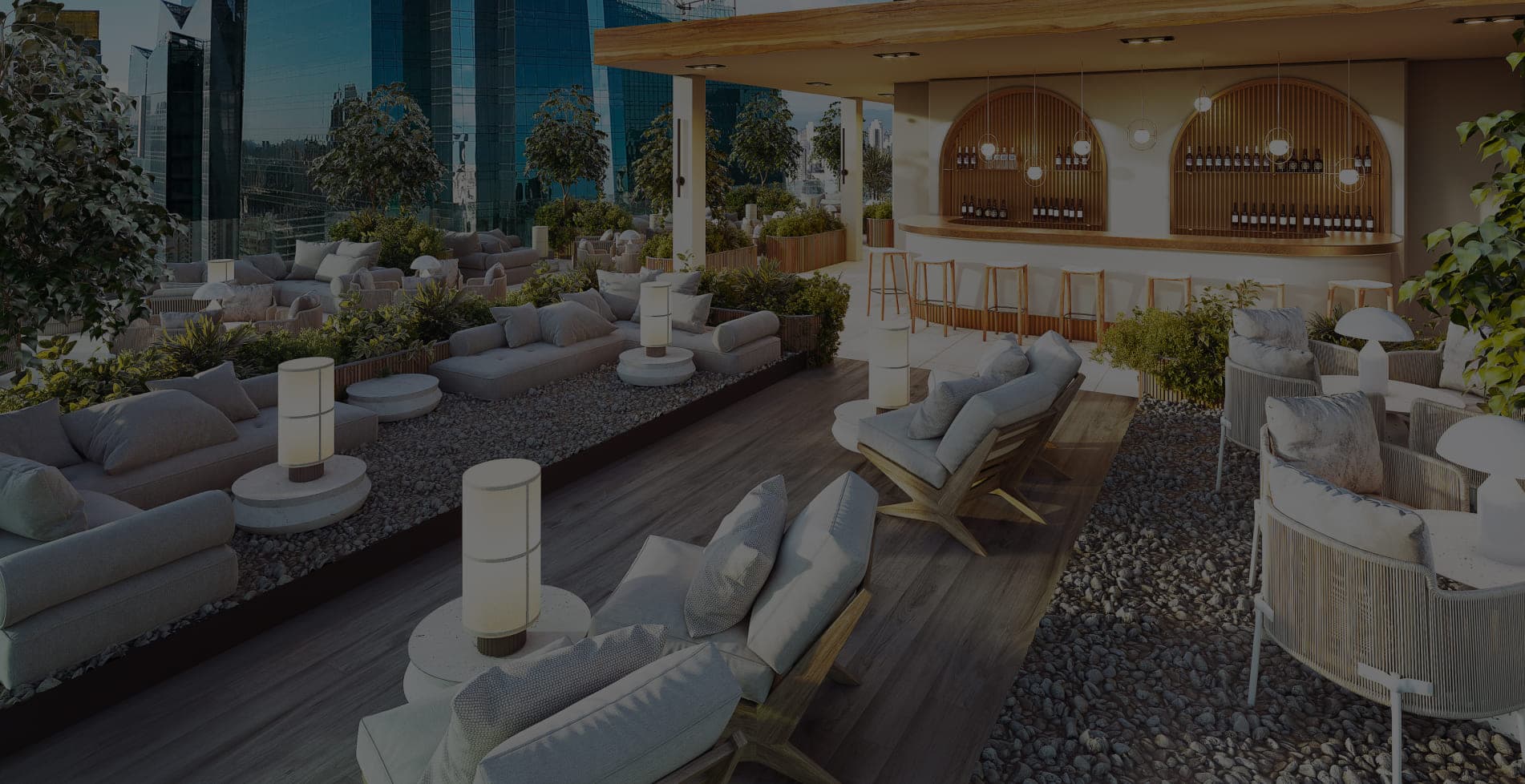 Rooftop sky lounge terrace at The Walker Wellness Center