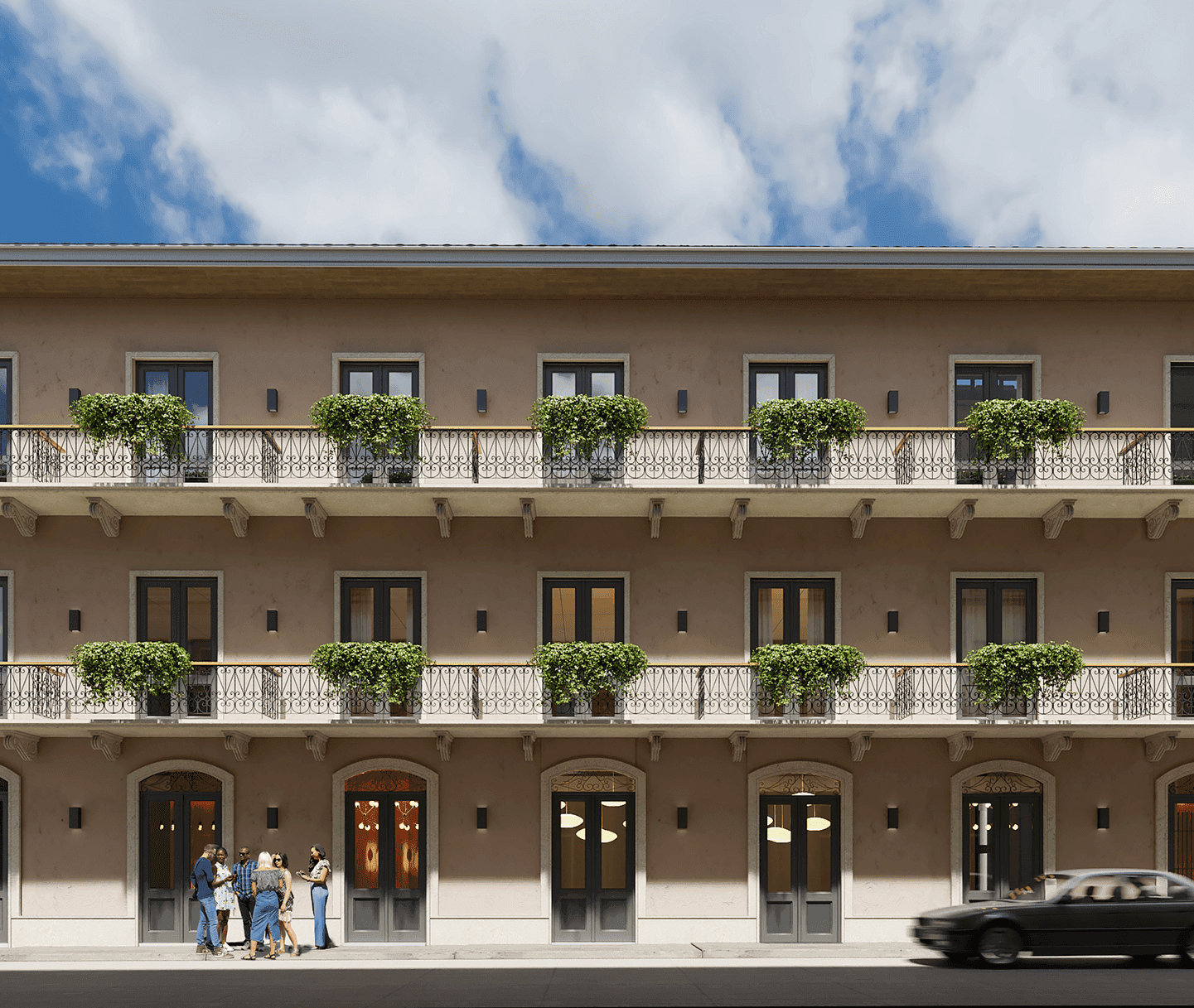 Render of the restored colonial facade of Antigua Casa López on Calle 12, Casco Antiguo