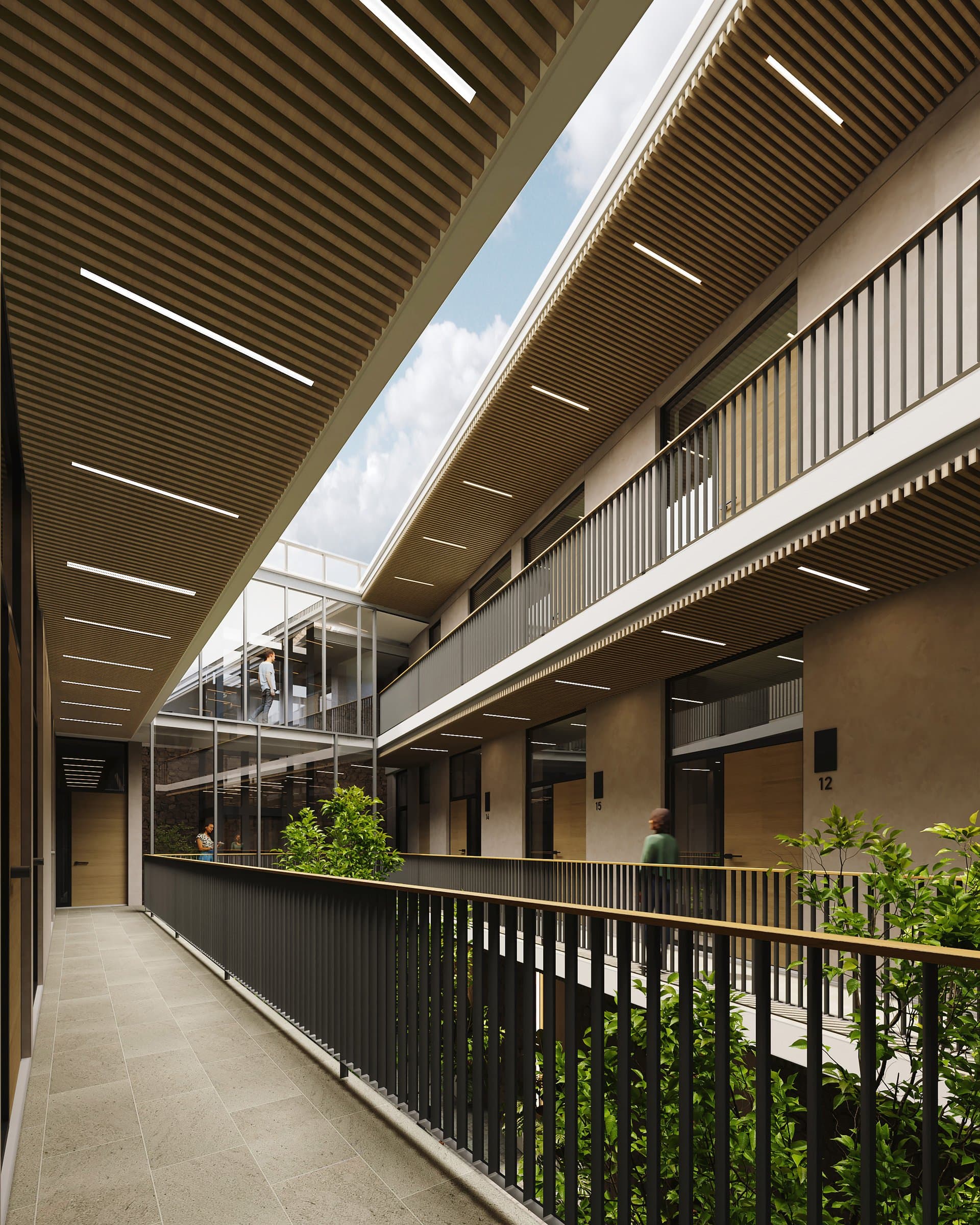 Open-air corridor around the courtyard of Antigua Casa López