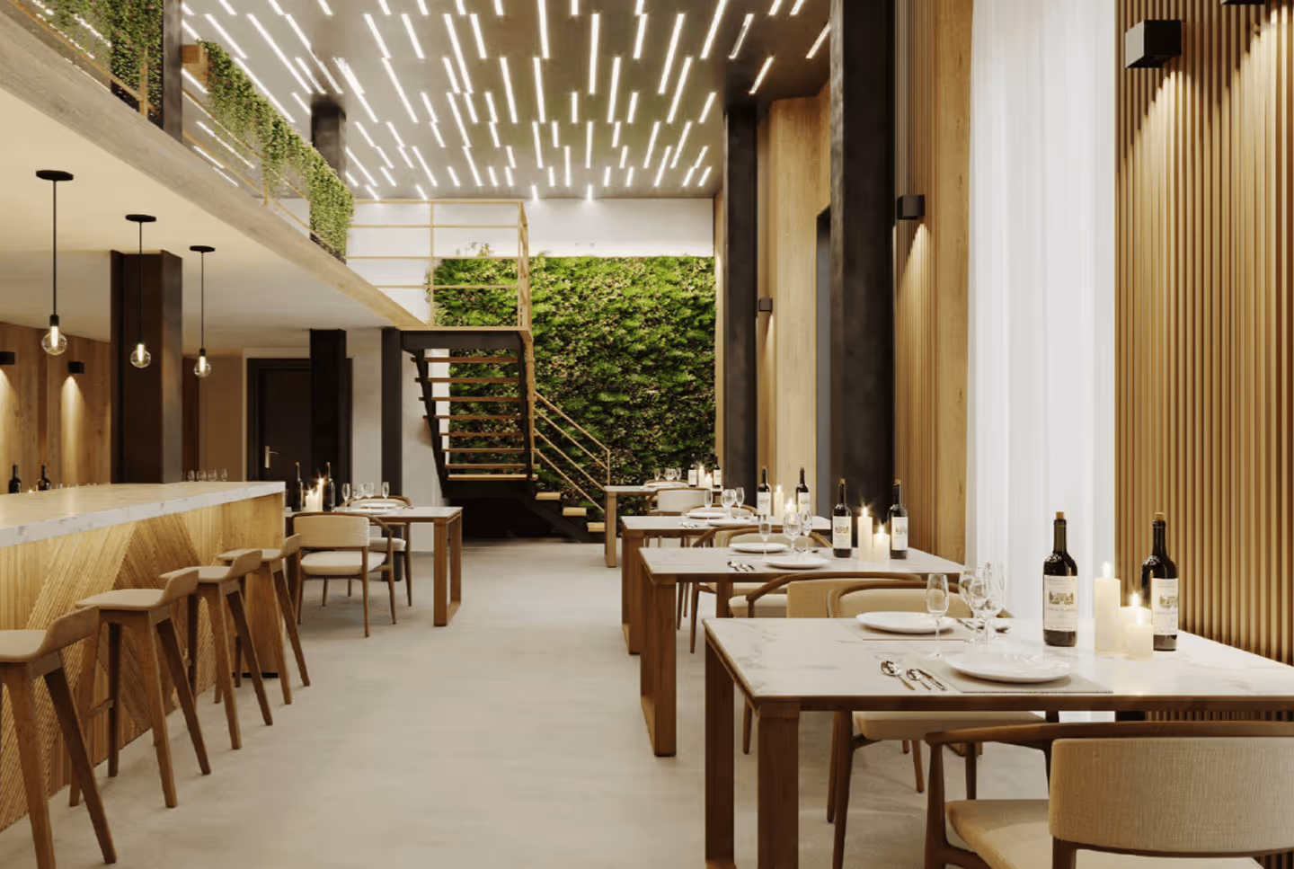 Ground-floor commercial space set up as a restaurant at Antigua Casa López