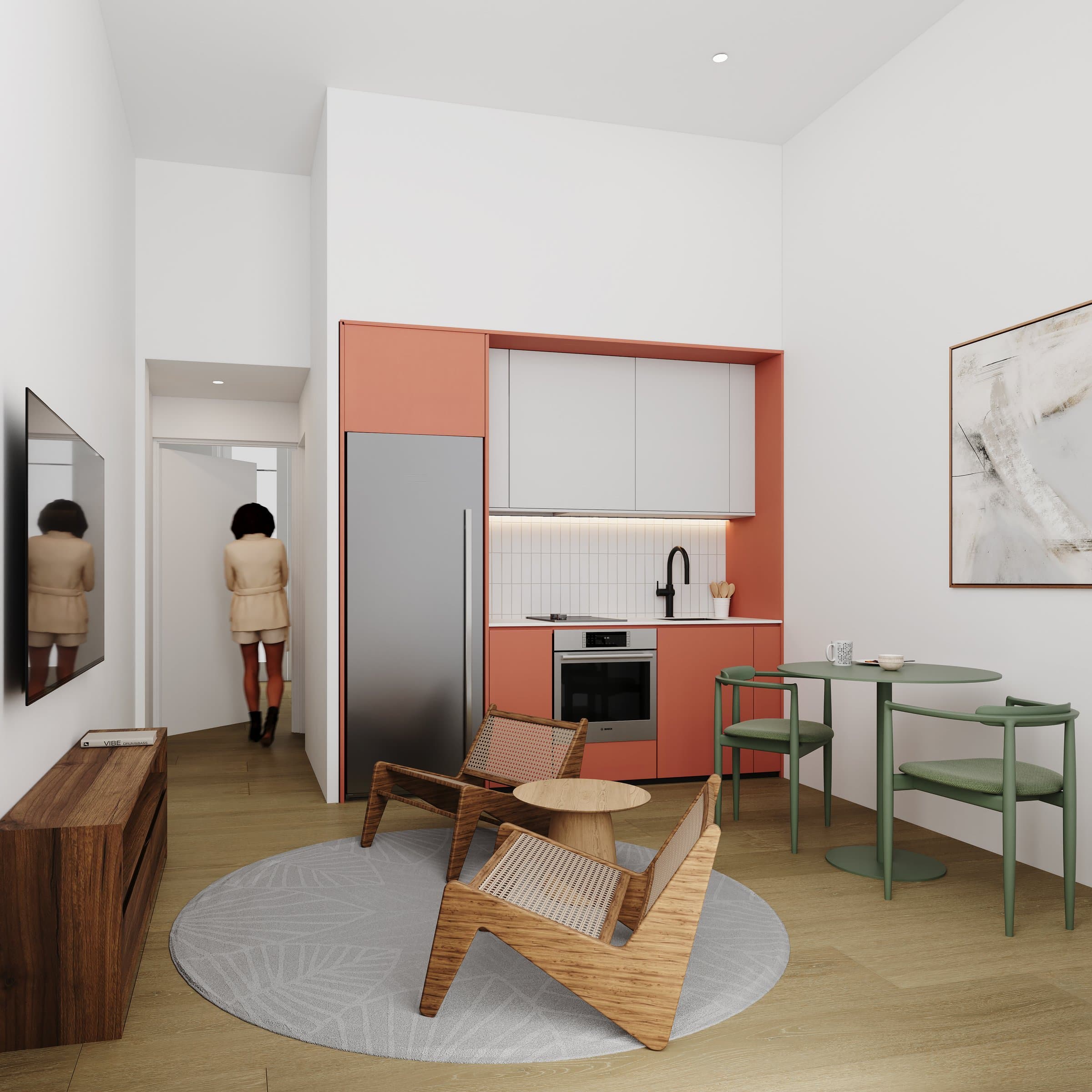 Living area and kitchen of a smaller flat at Antigua Casa López